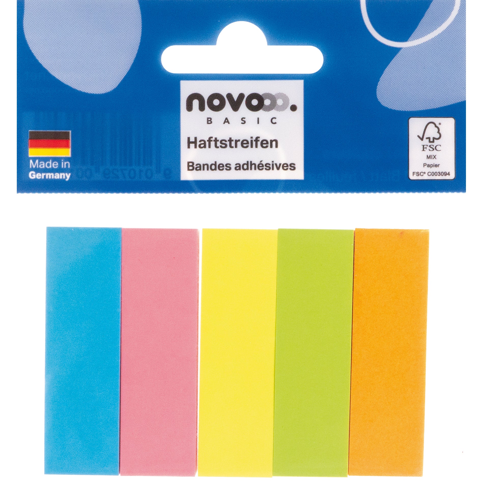 Novooo Markierstreifen/Index – 15 × 50 mm – sortiert, 5er-Pack, 100 Stück
