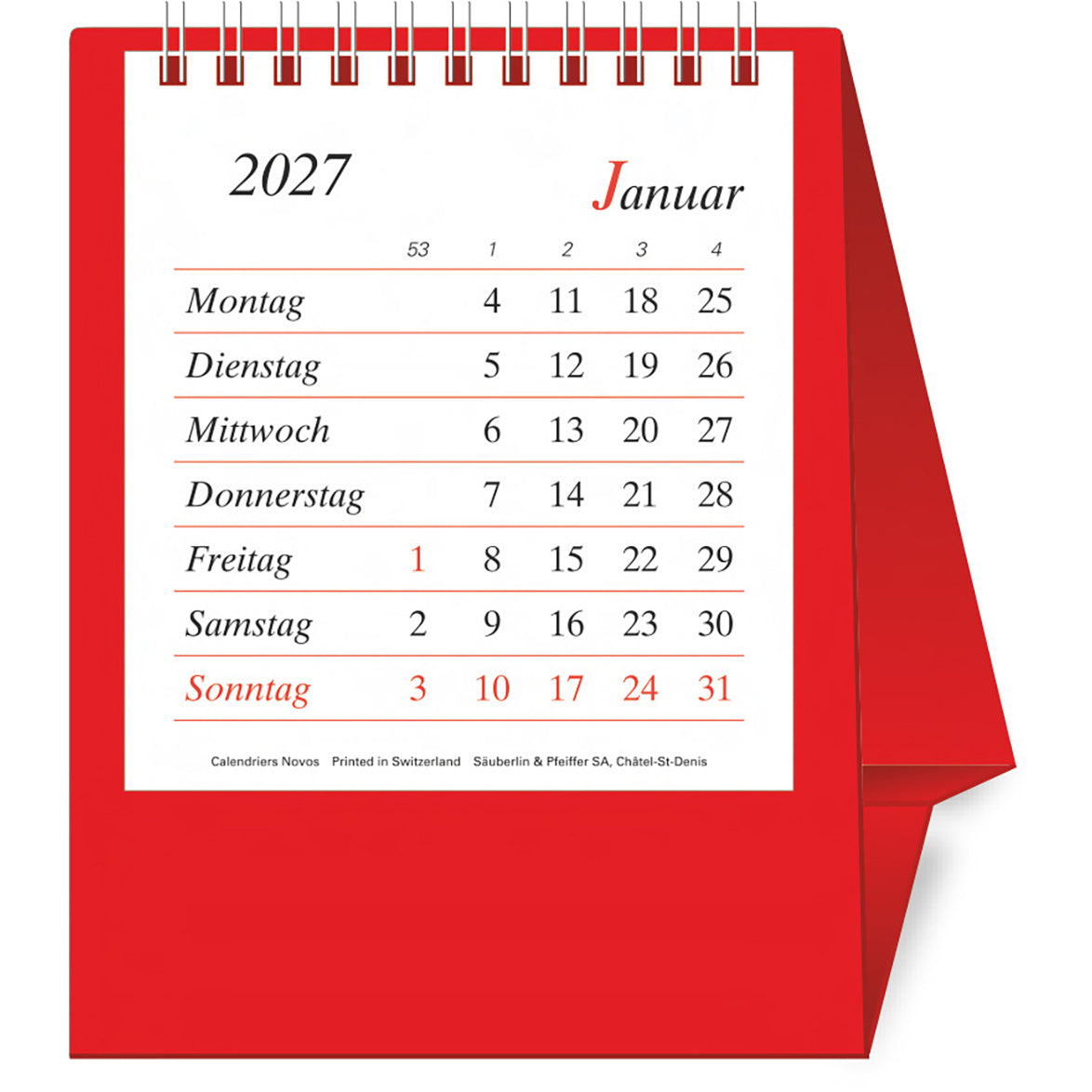 Novos Bristol D. Tischkalender – 1 Monat/Seite, 11,2 × 19,6 cm, 2027, d