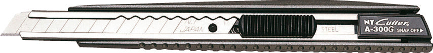 NT Cutter A-300GRP – Abbrechmesser 9 mm, Auto-Lock, Aluminiumgehäuse, Clip mit integriertem Klingenbrecher