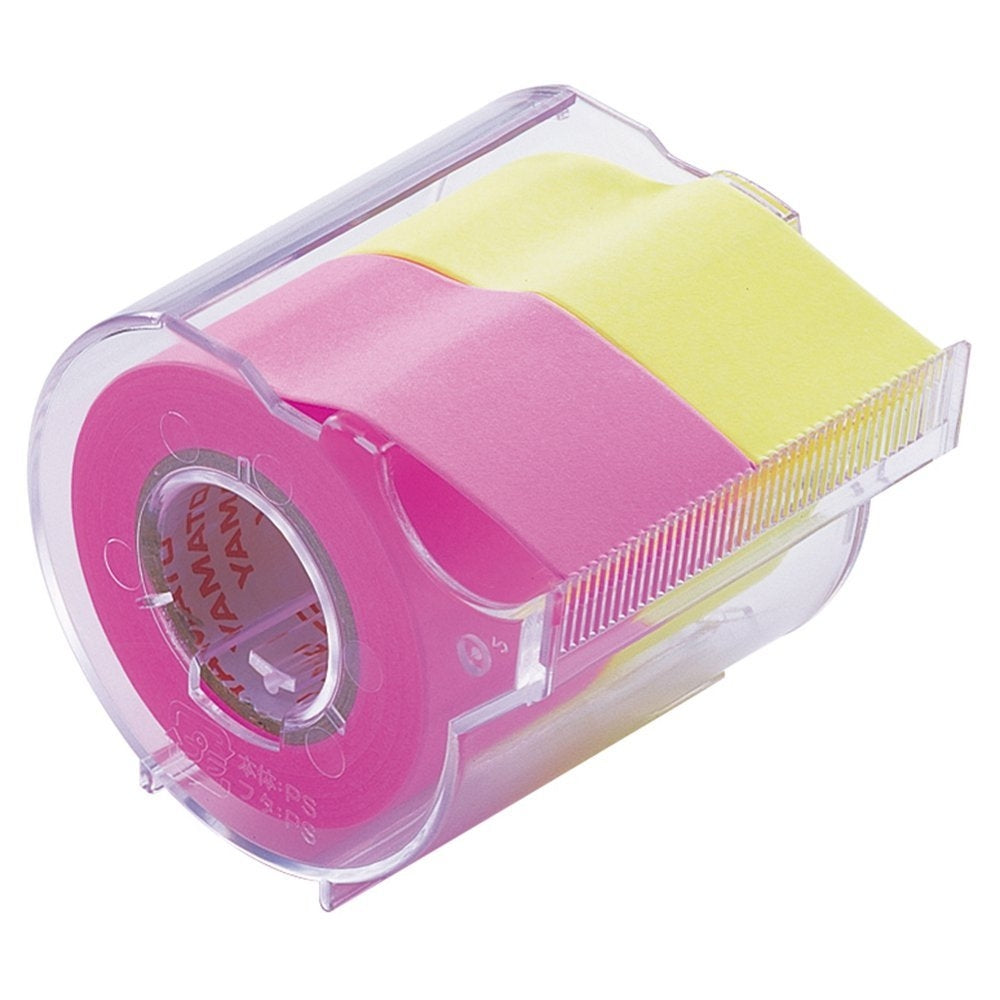 NT Memoc Haftnotizen auf Rolle – 10 m × 25 mm – rosa, gelb, vollflächig klebend