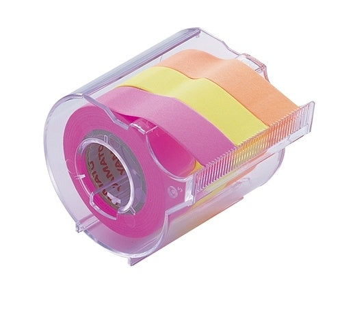 Nt Memoc Haftnotizen auf Rolle – 10 m × 15 mm – sortiert (rosa, gelb, orange), vollflächig klebend