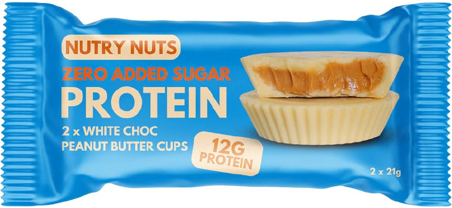 Nutrynuts Protein-Snack – Schokolade – weisse Schokolade & Erdnussbutter, protein, zuckerfrei – 12 × 42 g
