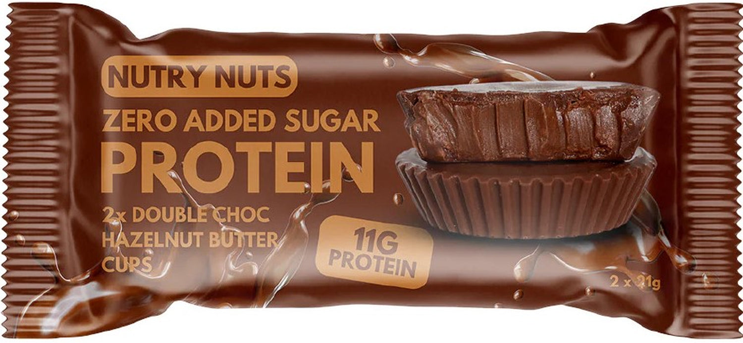 Nutrynuts Double Chocolate Haselnuss Butter Cups – protein, zuckerfrei – 12 × 42 g