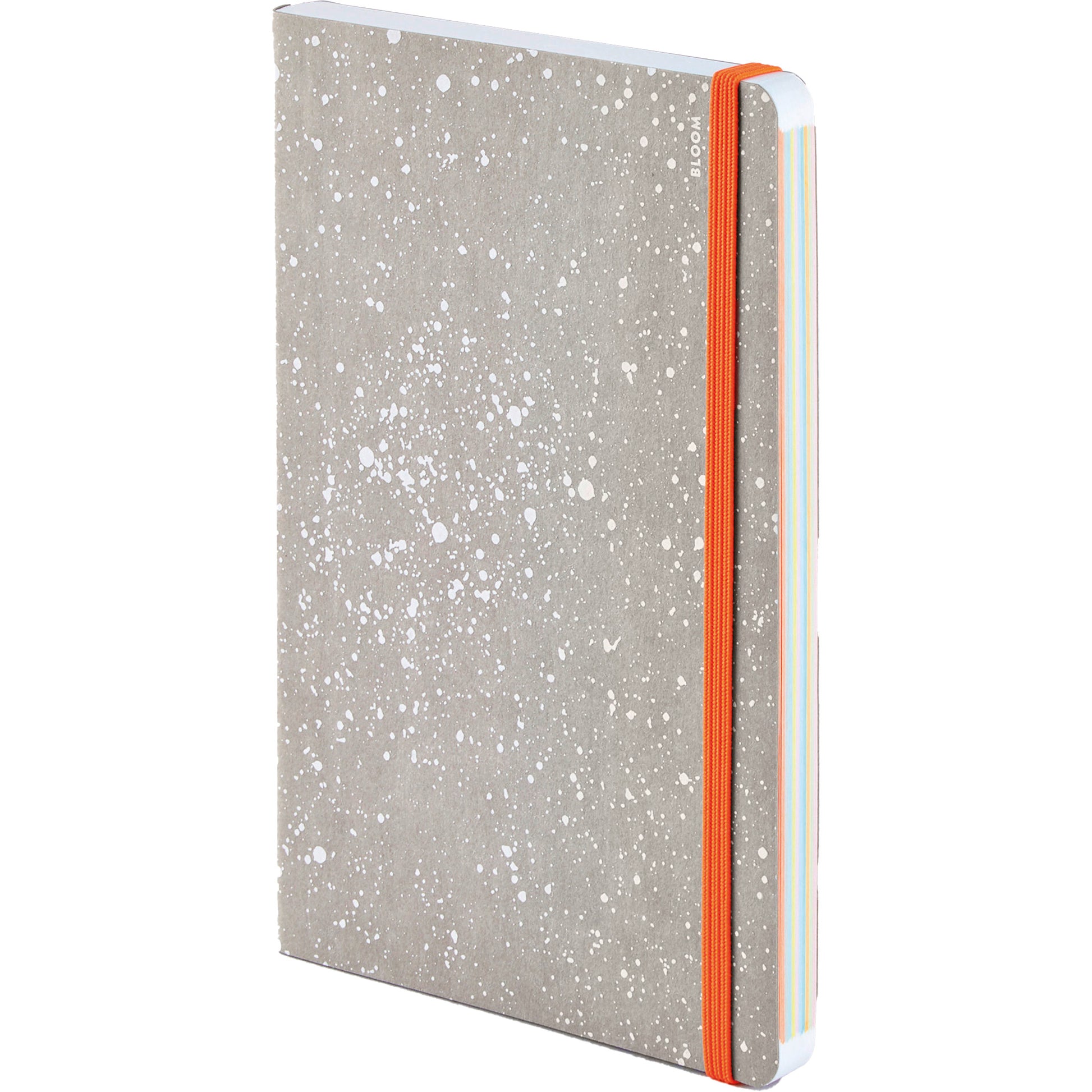 Nuuna Notizbuch – A5 – 176 Blatt – 120 g/m² – Softcover, nummerierte Seiten, Gummiband – grau/orange/weiss