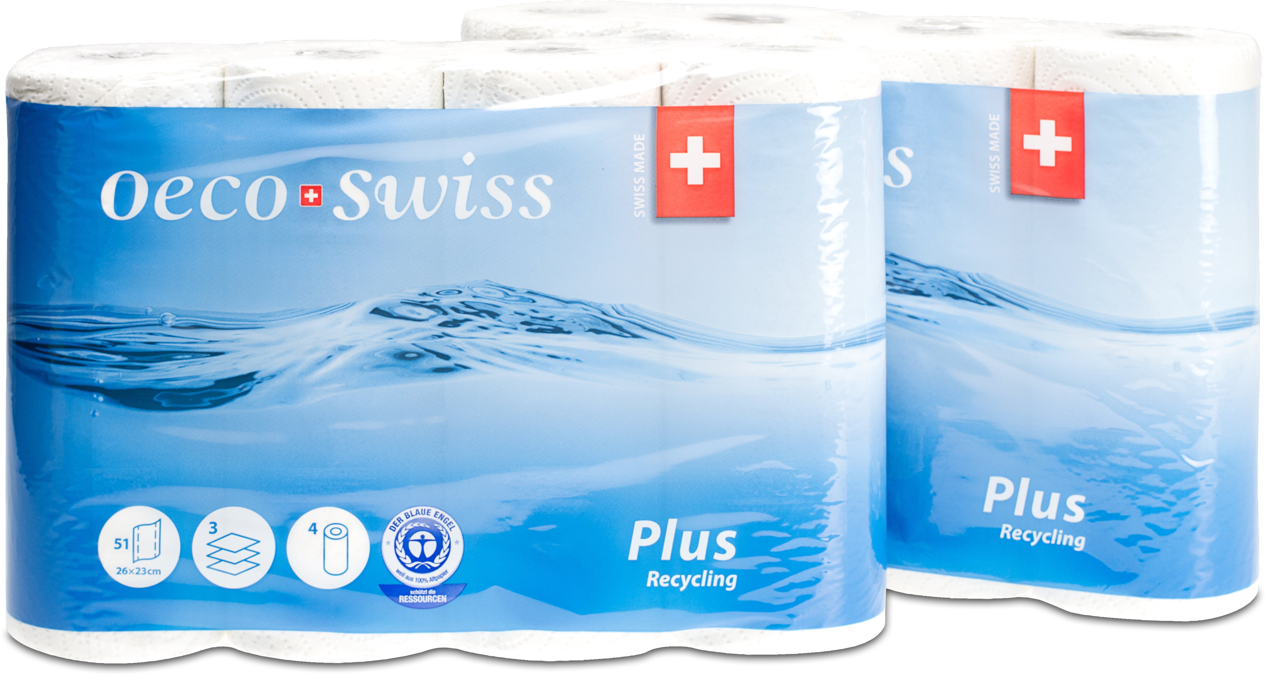 Oeco swiss Haushaltspapier – Recyclingpapier – 105 × 255 mm – Pack 4 Rollen