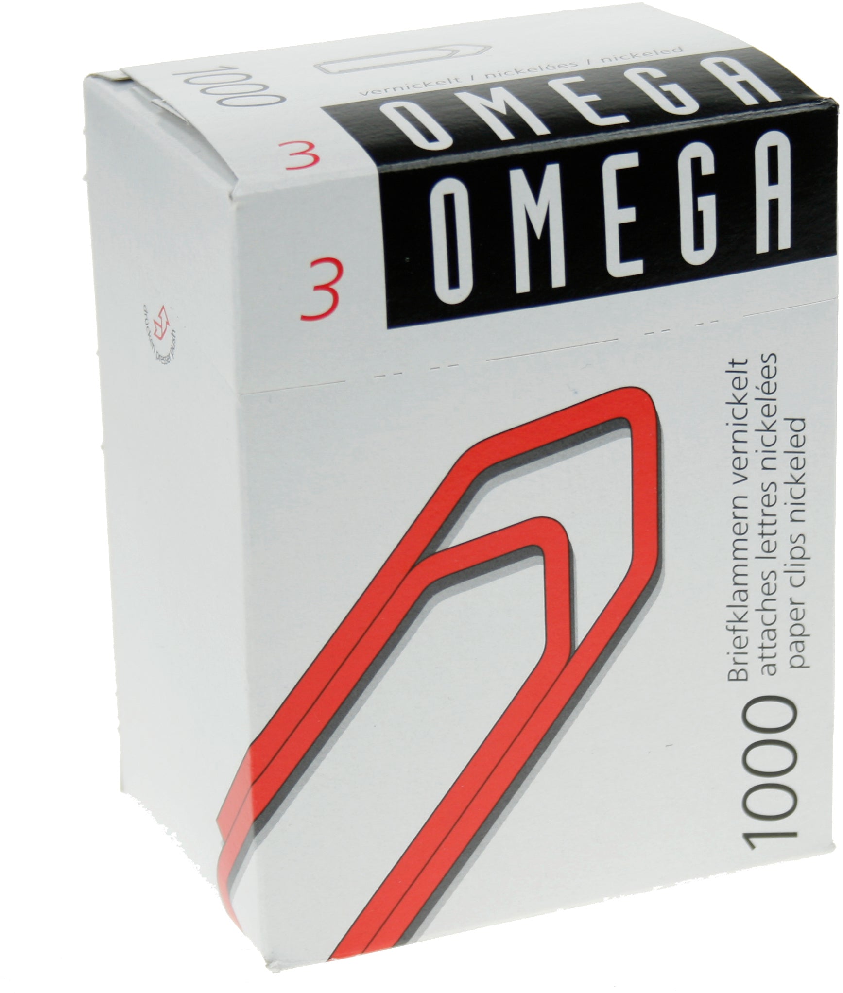 Omega Büroklammern 28 mm – vernickelt – 1'000 Stk.
