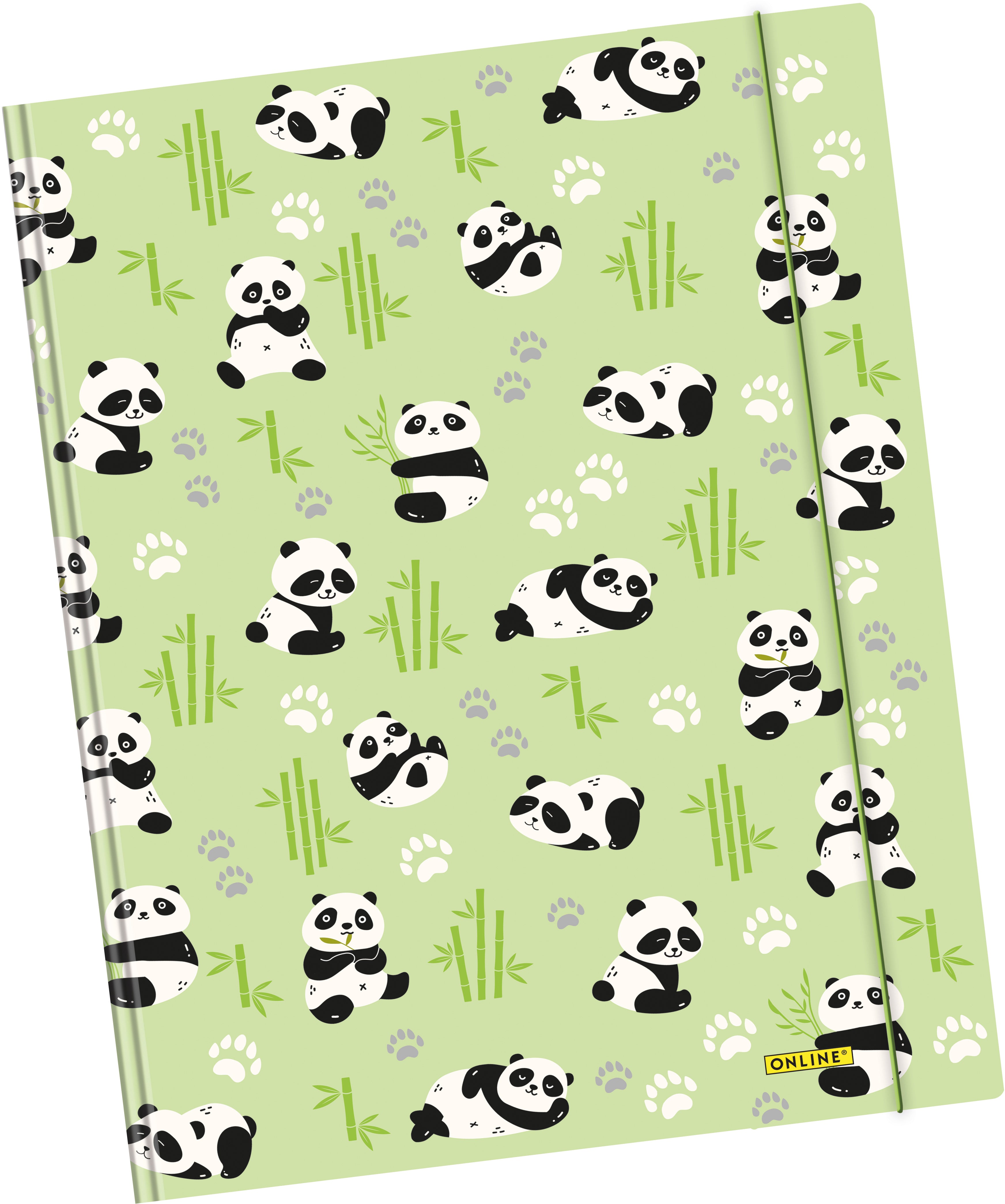 Online Gummibandmappe A4+ – Karton, Panda-Design