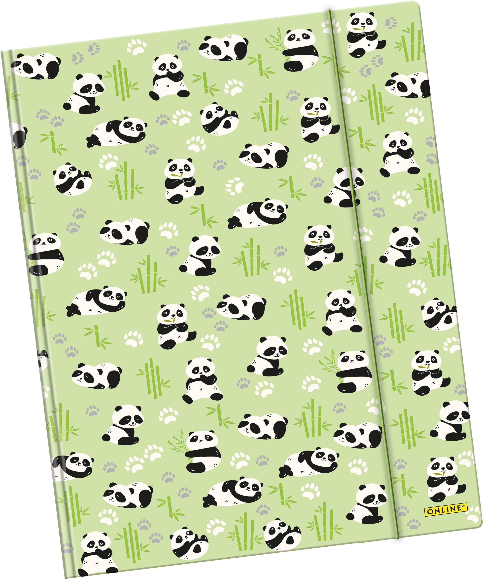 Online Gummibandmappe Panda A3 – Karton, mit Falzung