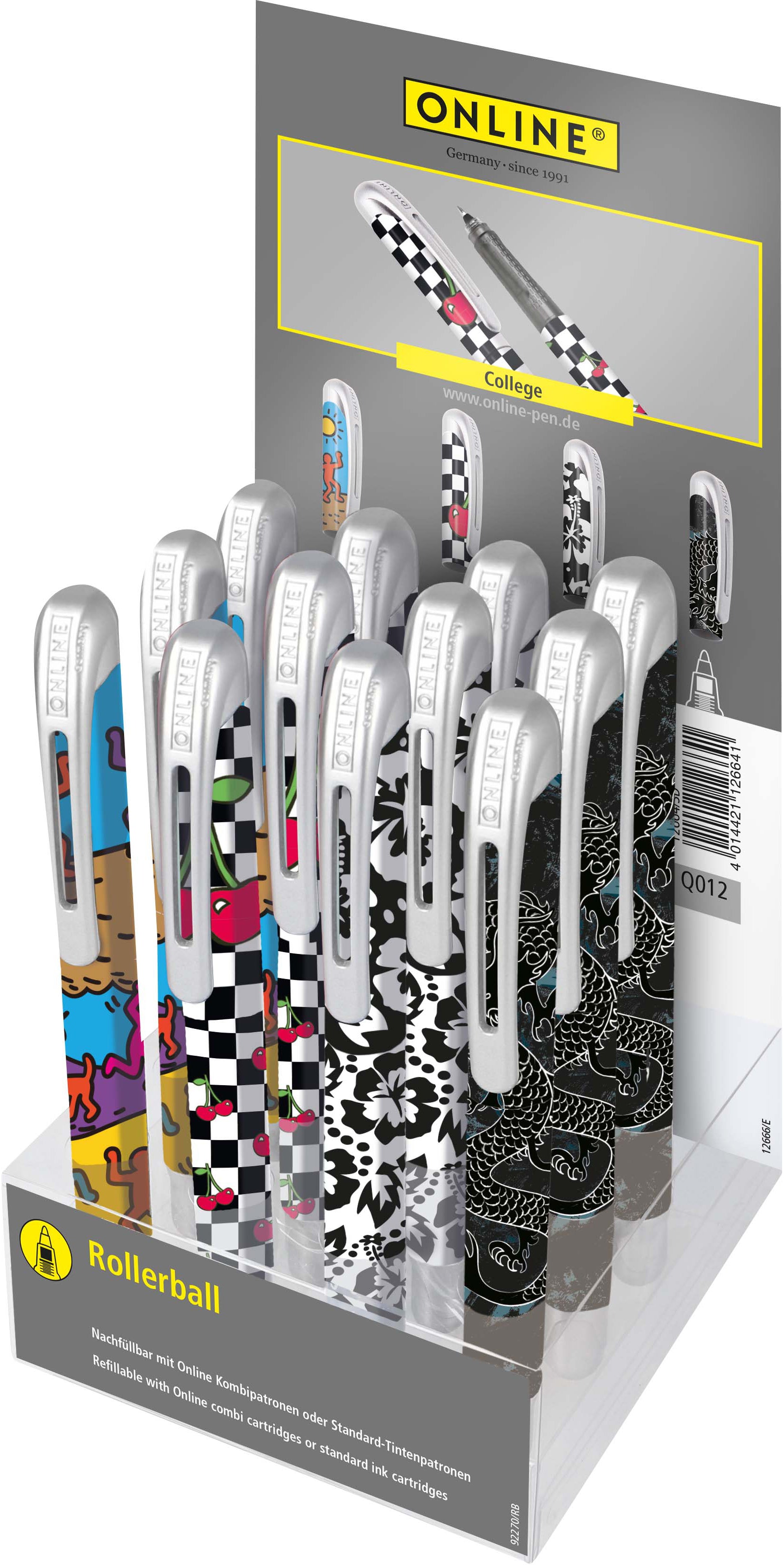 ONLINE College 12666/12 – Tintenroller, 0,7 mm, sortiert, Kunststoff, für Linkshänder
