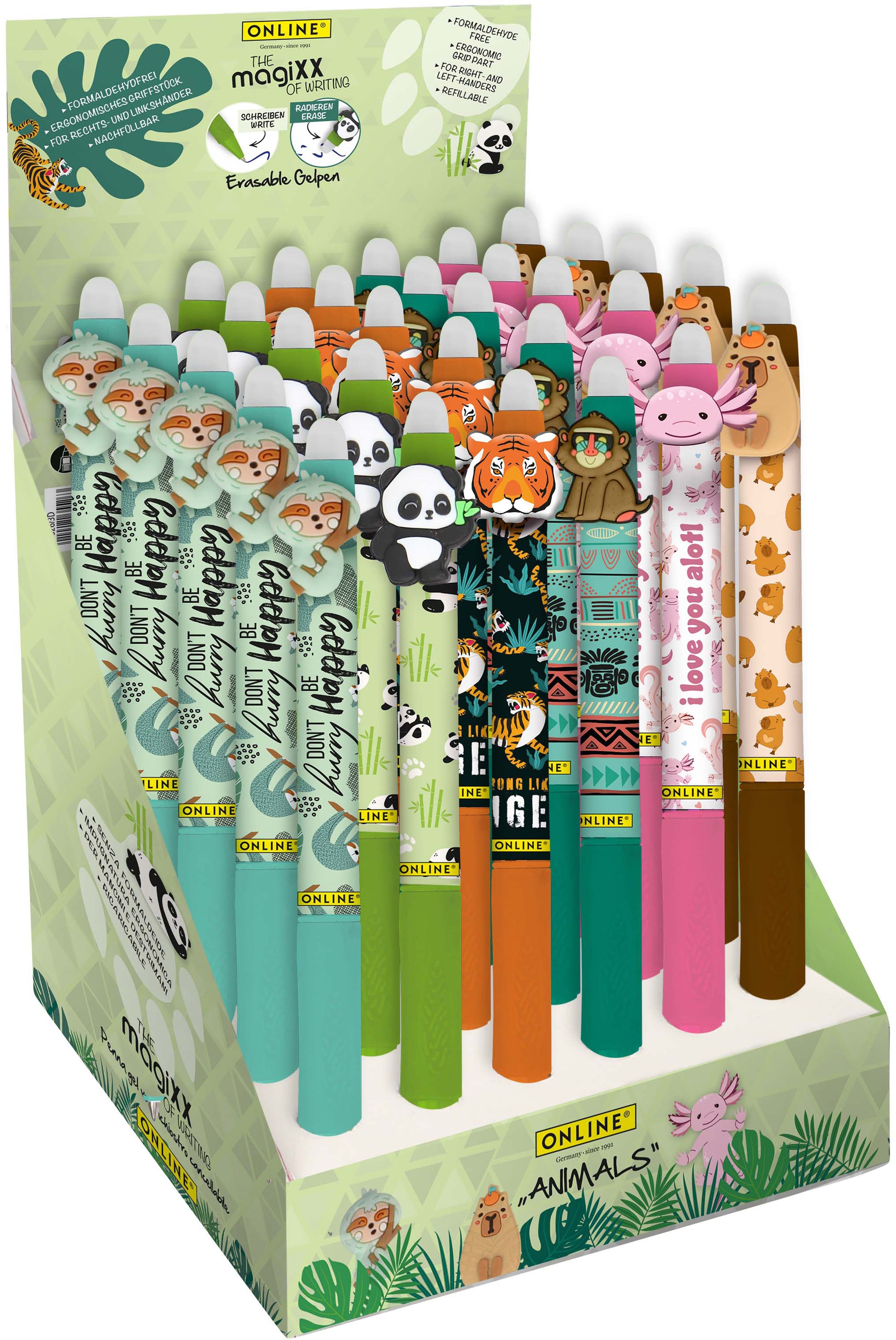 Online Magixx Gelschreiber – Farben sortiert, Spitze 0,7 mm, radierbar, 30er-Set
