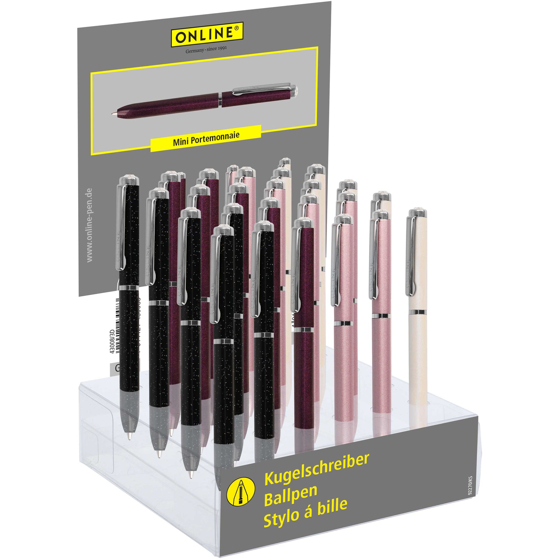 Online Crystal 43041 Kugelschreiber – 24er Pack, Blau, Dreh, Metall