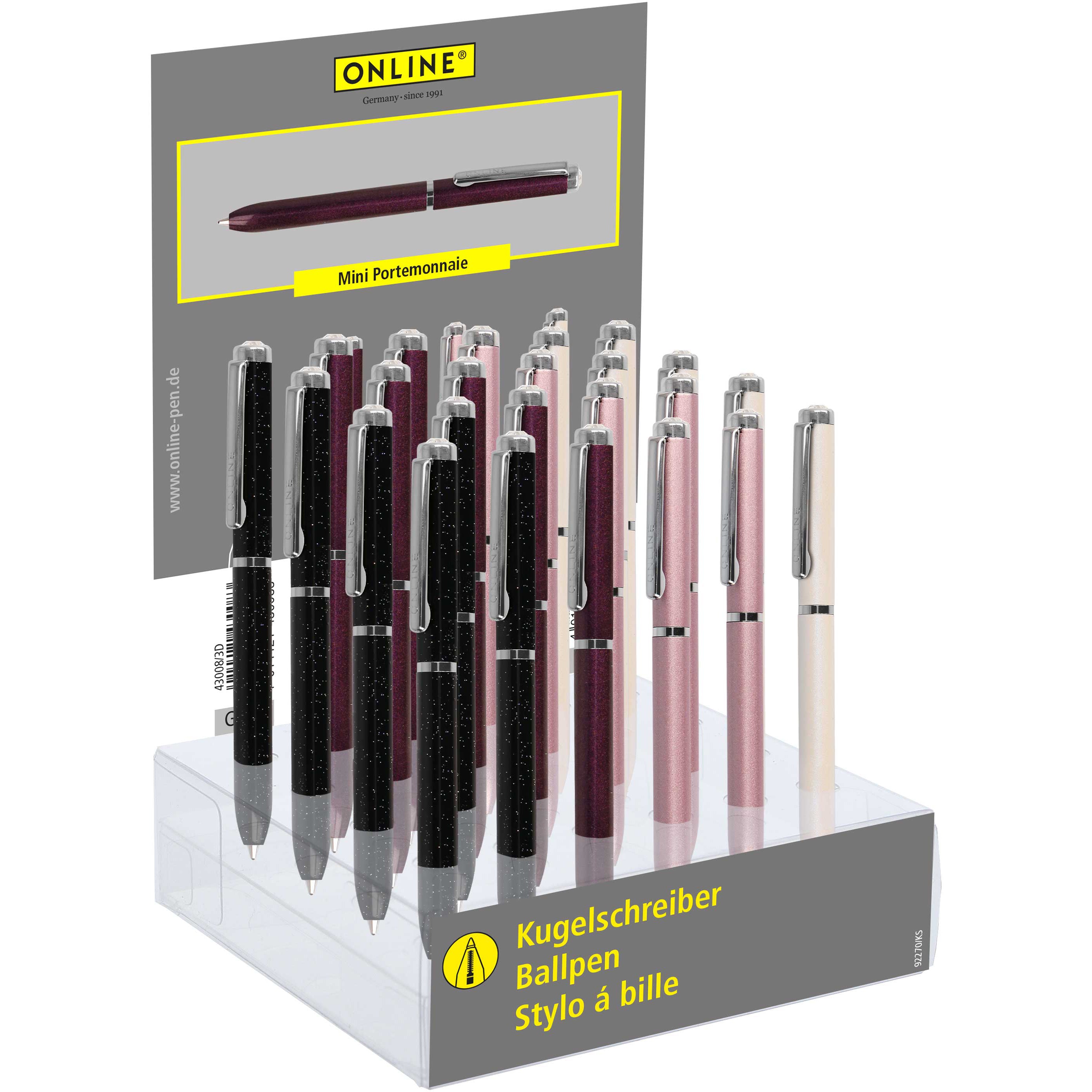 Online Crystal 43041 Kugelschreiber – 24er Pack, Blau, Dreh, Metall