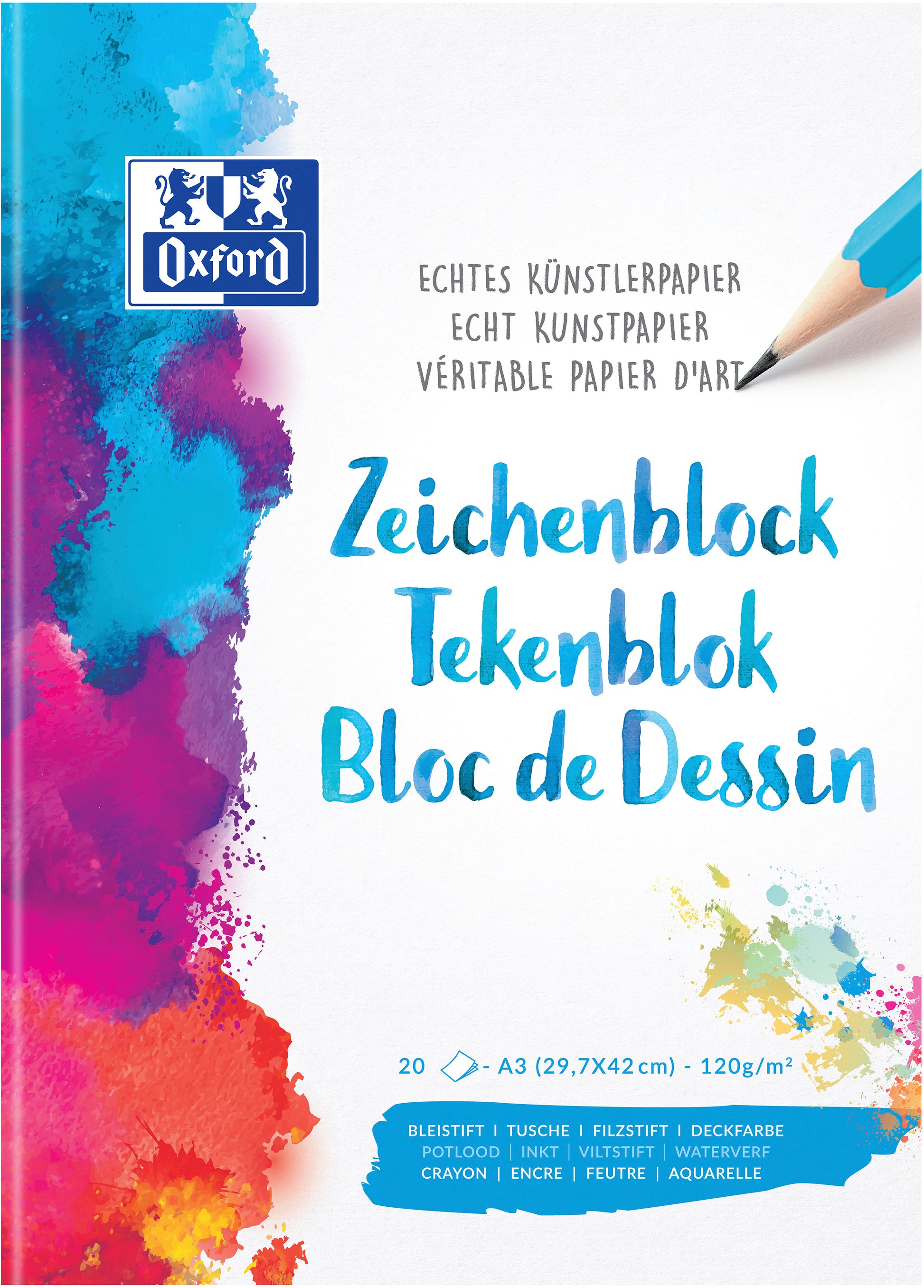 Oxford Zeichenblock – A3, 100 g/m², weiss, blanko