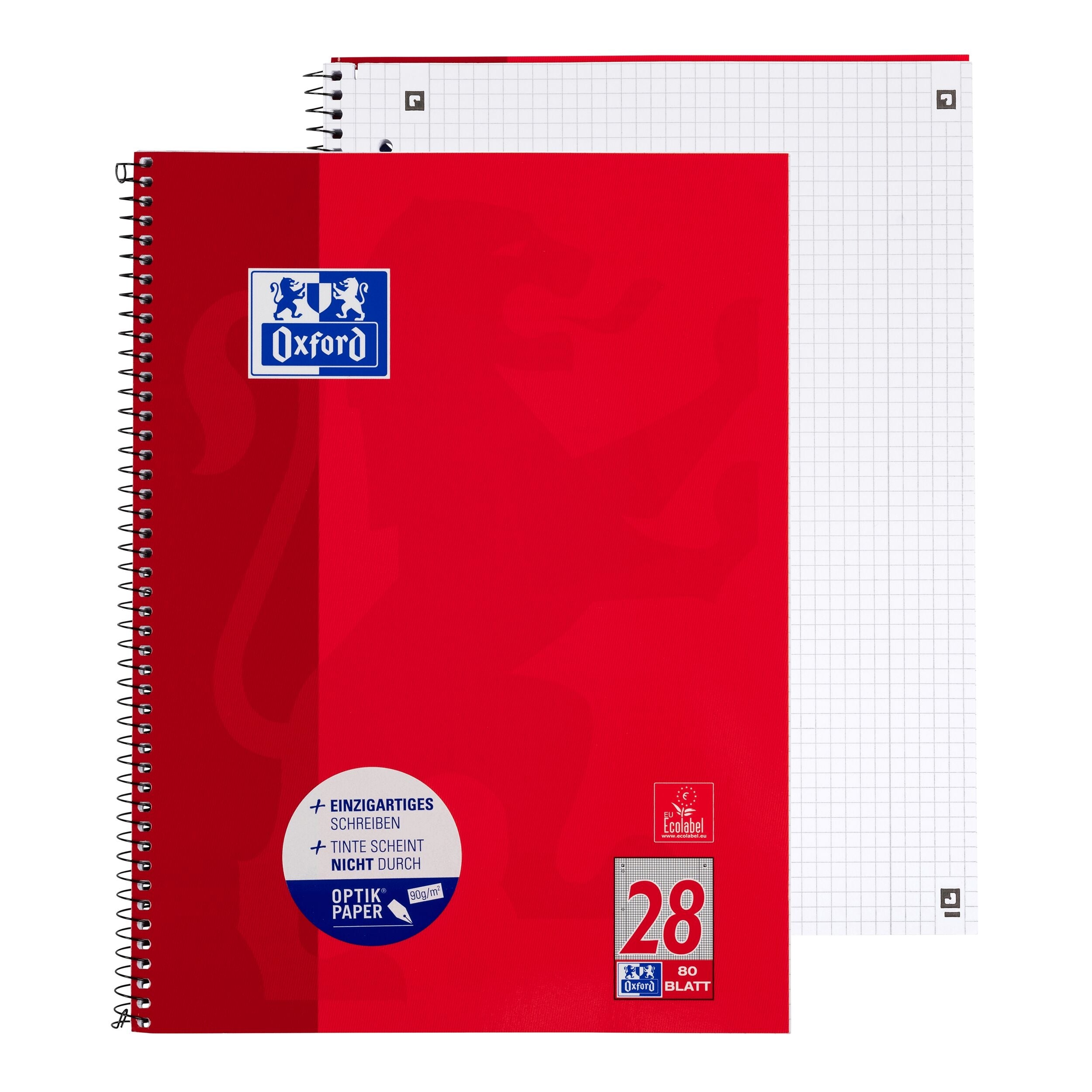 Elba Oxford Collegeblock – A4+ – 80 Blatt – 90 g/m² – Spiralbindung, 4-fach gelocht, EU Ecolabel, 3 Stück