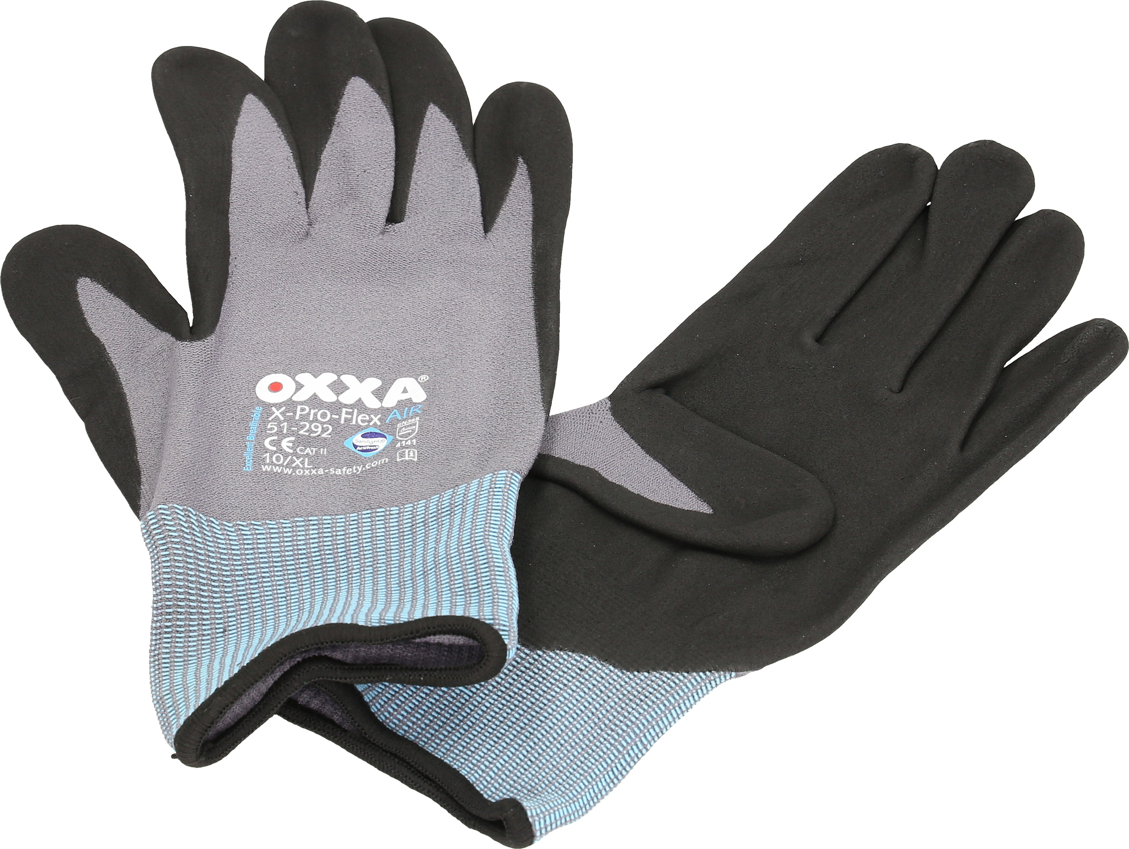 Oxxa Arbeitshandschuhe Pro-Flex Air – Gr. XL – Nylon, Nitril-Mikroschaum, Schwarz, Anti-Rutsch