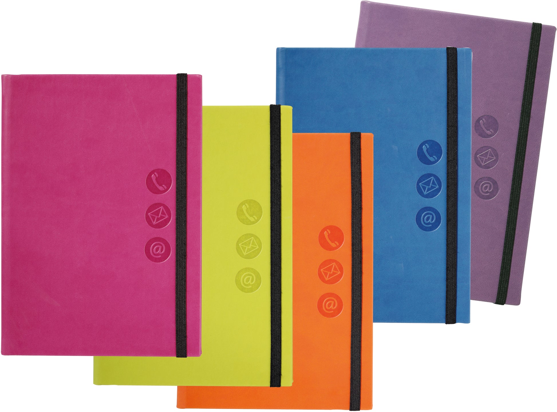 Pagna Trend Adressbuch – A5 – 42 Blatt – 21-teilig, Gummizug, sortiert, 5 Stück