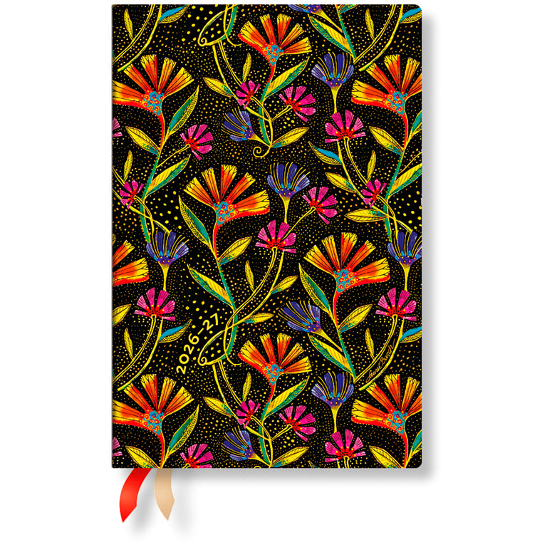 Paperblanks Wildblumen Mini – Schulagenda 2026/27, 1 Woche/2 Seiten, 9,5 × 14 cm, Hardcover
