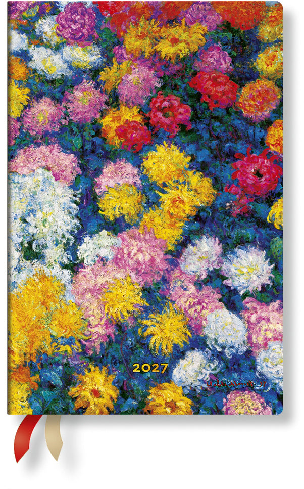 Paperblanks Monets Chrysantheme – Wochenagenda 2027, 1 Woche/2 Seiten, 9,5 × 14 cm, Hardcover