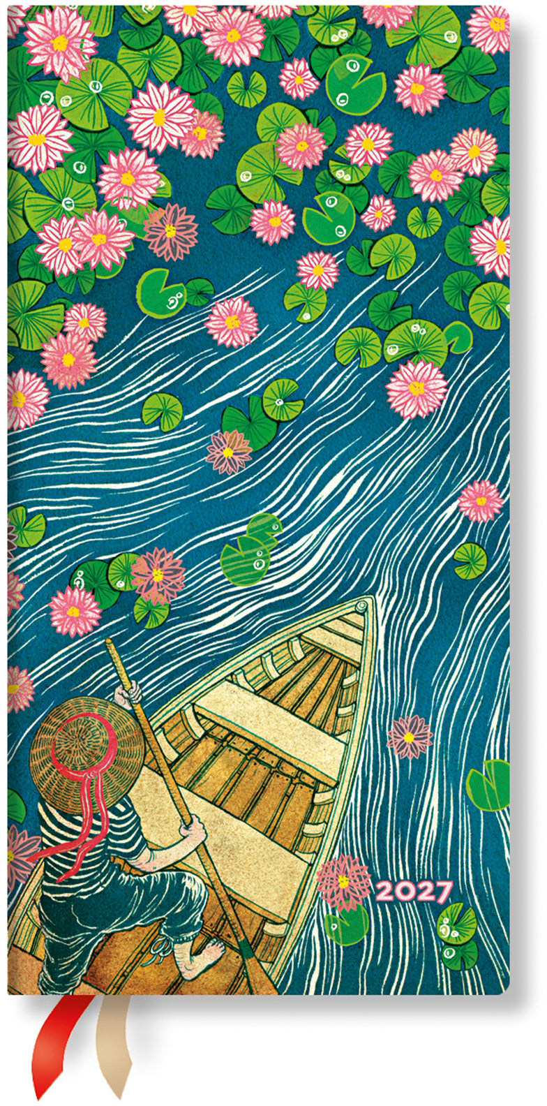 Paperblanks DD1764-7 – Wochenagenda 2027, 1 Woche/1 Seite, 9 × 18 cm, Hardcover, Lotusblüte