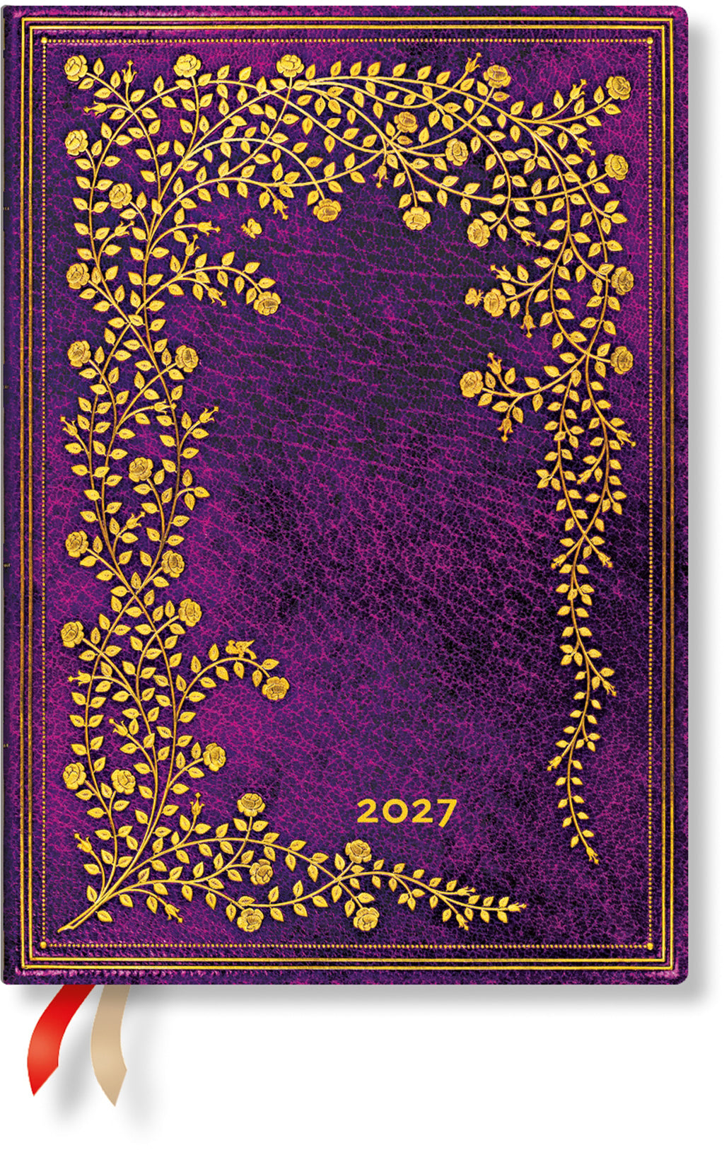 Paperblanks New York Rose – Wochenagenda 2027, 1 Woche/2 Seiten, 13 × 18 cm, Hardcover