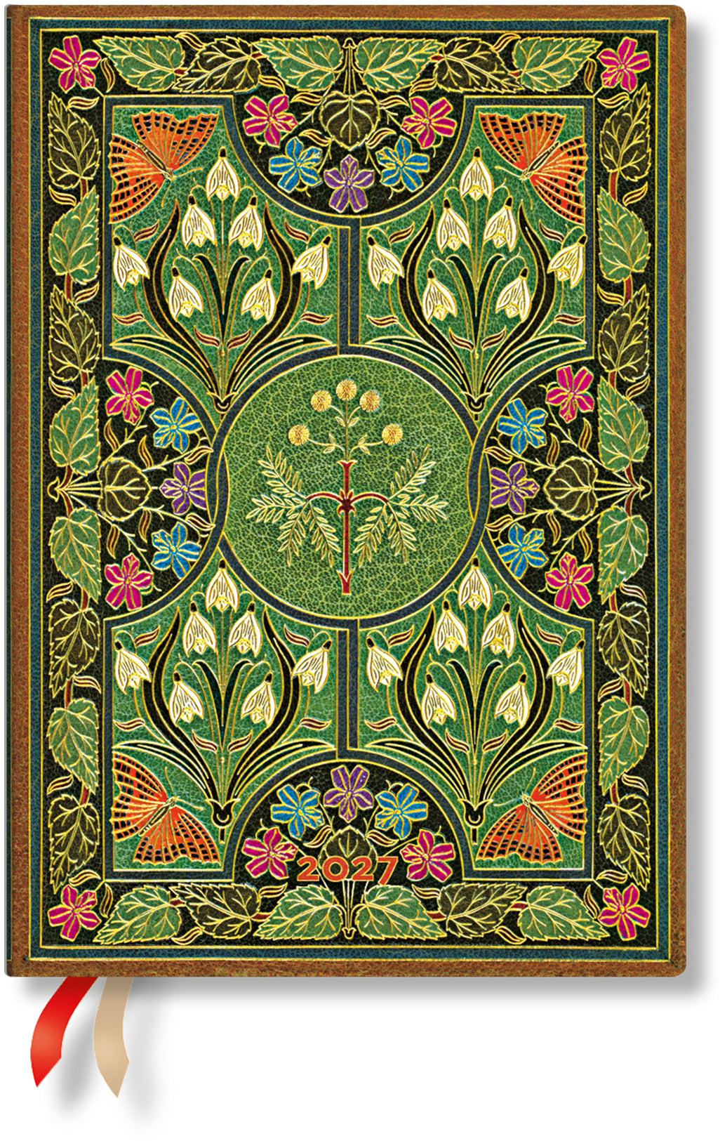 Paperblanks Blühende Poesie – Wochenagenda 2027, 1 Woche/2 Seiten, 13 × 20 cm, Hardcover