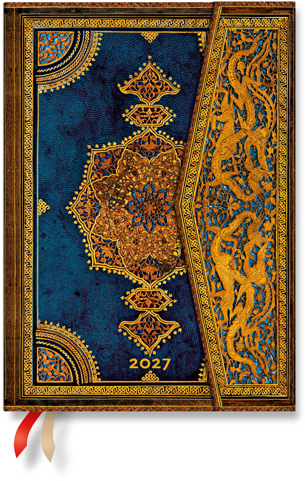 Paperblanks Safavide – Wochenagenda 2027, 1 Woche/2 Seiten, 13 × 20 cm, Hardcover, Indigo