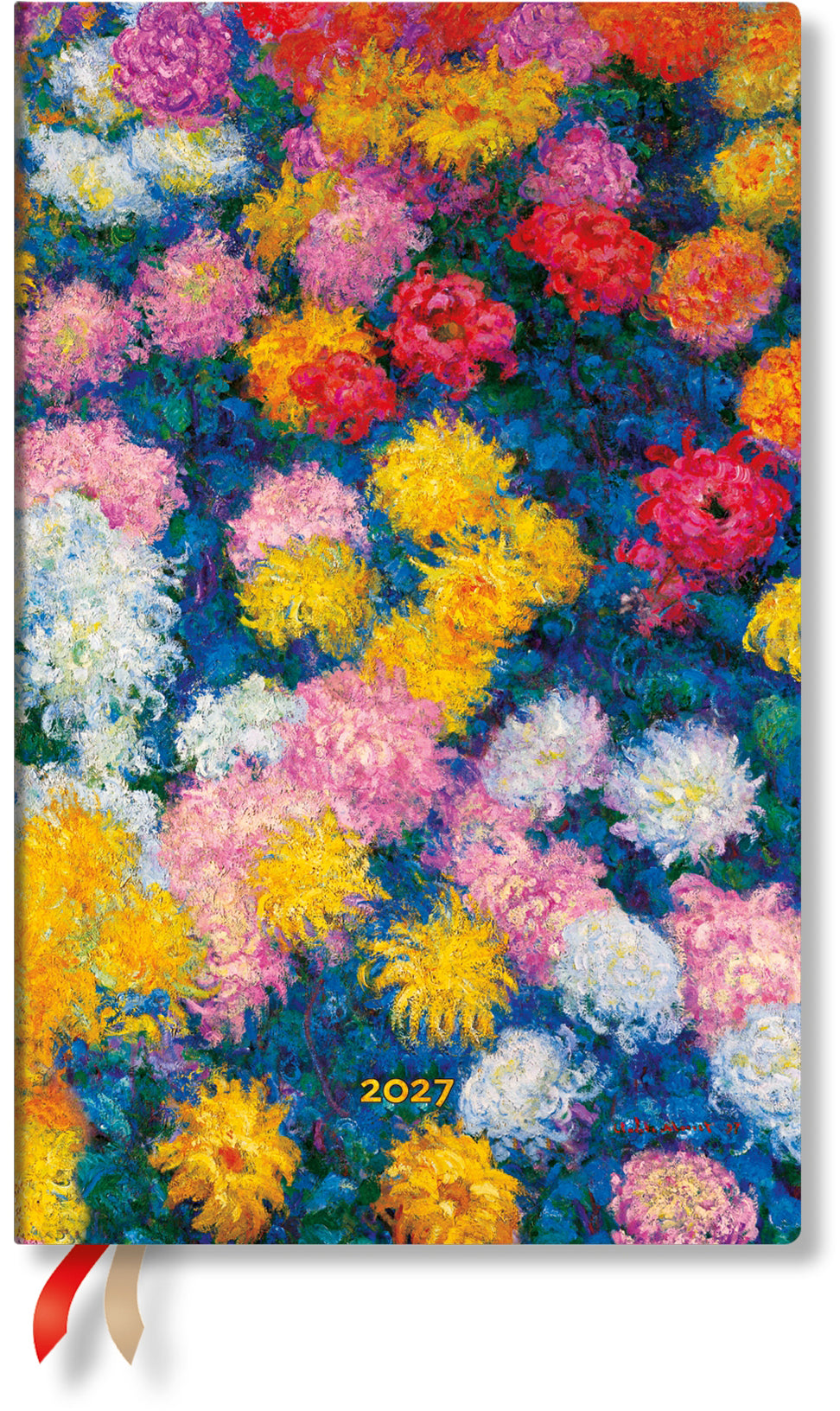 Paperblanks Monets Chrysantheme – Wochenagenda 2027, 1 Woche/1 Seite, 14,0 × 23,0 cm, Hardcover