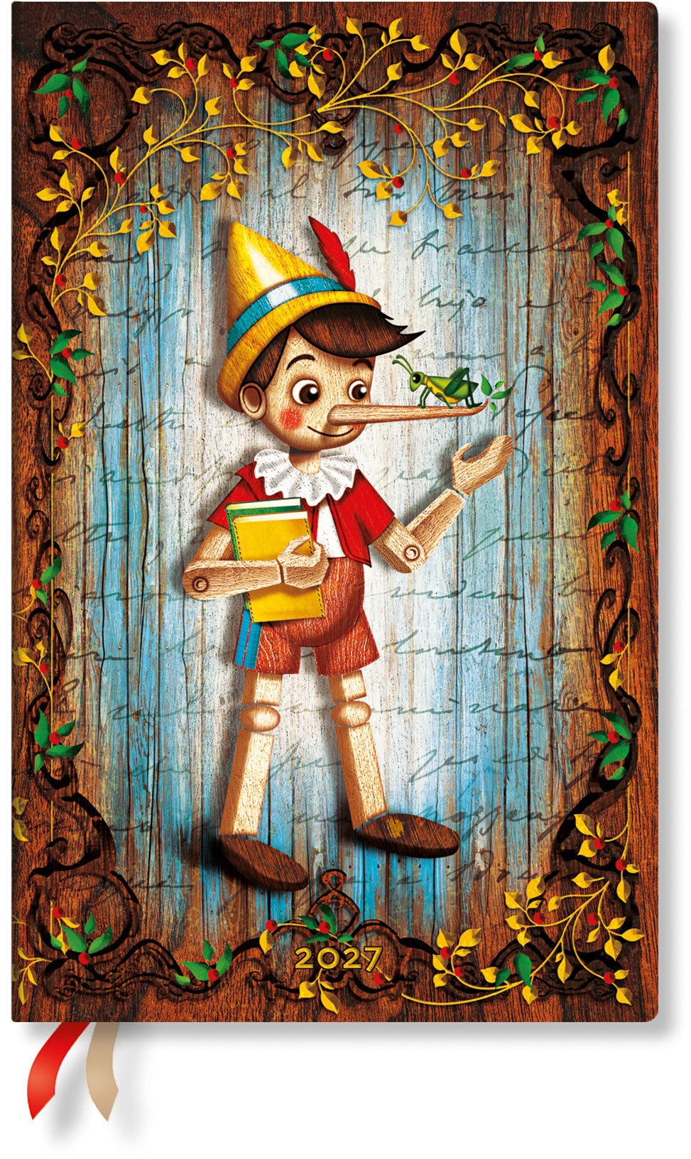 Paperblanks Pinocchio – Wochenagenda 2027, 1 Woche/1 Seite, 13,5 × 21 cm, Hardcover