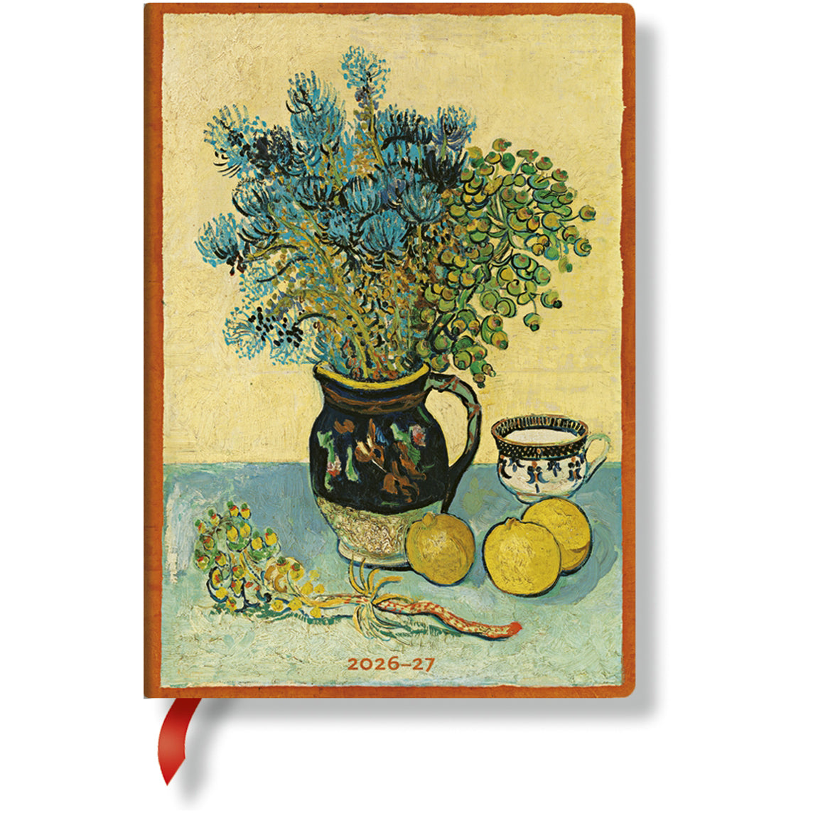 Paperblanks Nature Morte Midi – Schulagenda 2026/27, 1 Woche/2 Seiten, 13 × 18 cm, Hardcover, Französisch