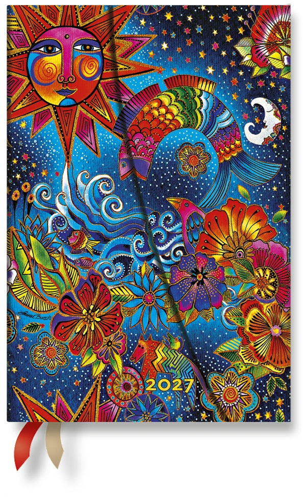 Paperblanks Magie Céleste – Wochenagenda 2027, 1 Woche/2 Seiten, 9,5 × 14 cm, Hardcover, Französisch