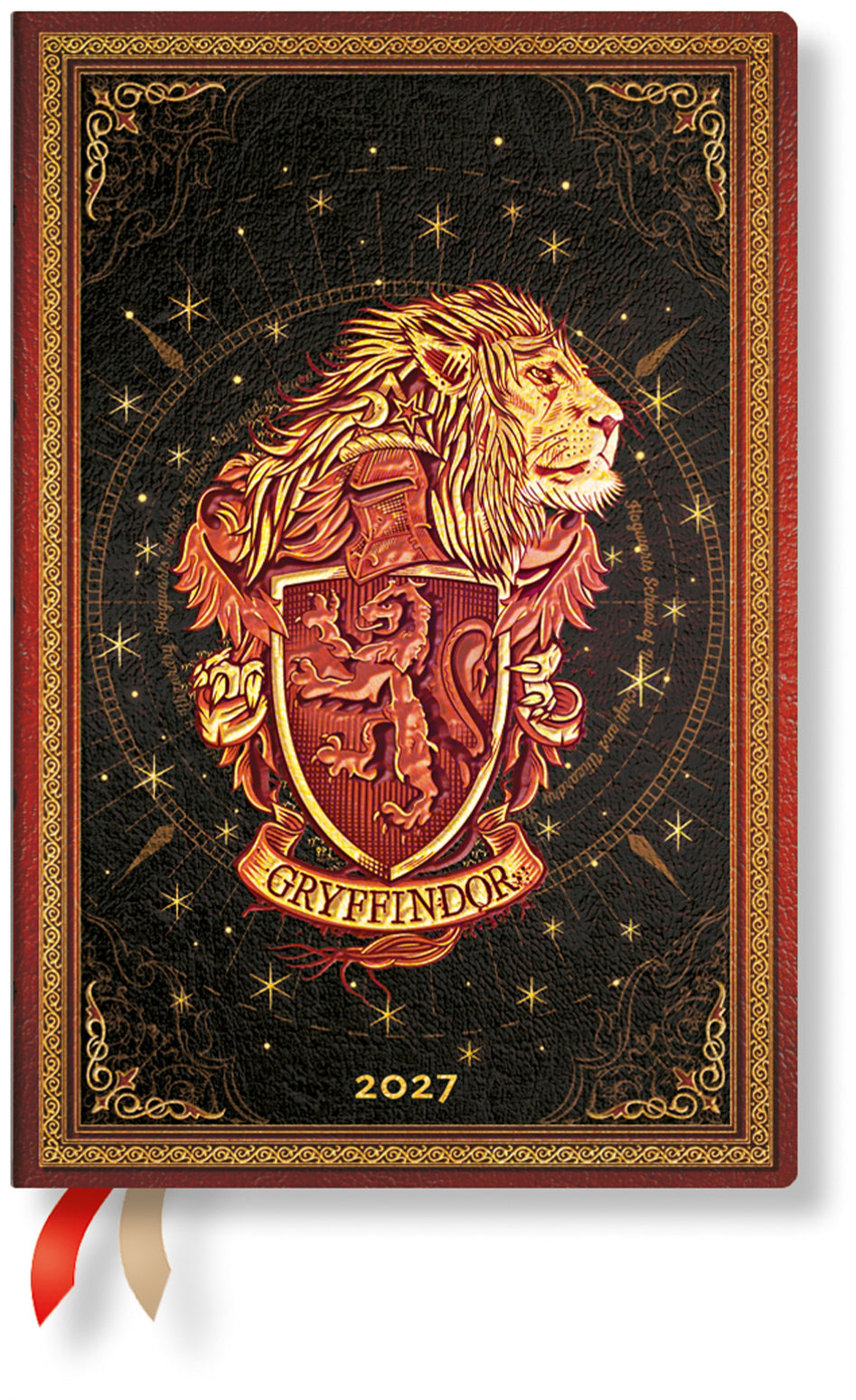 Paperblanks Gryffindor – Wochenagenda 2027, 1 Woche/2 Seiten, 9,5 × 14 cm, Hardcover, Französisch