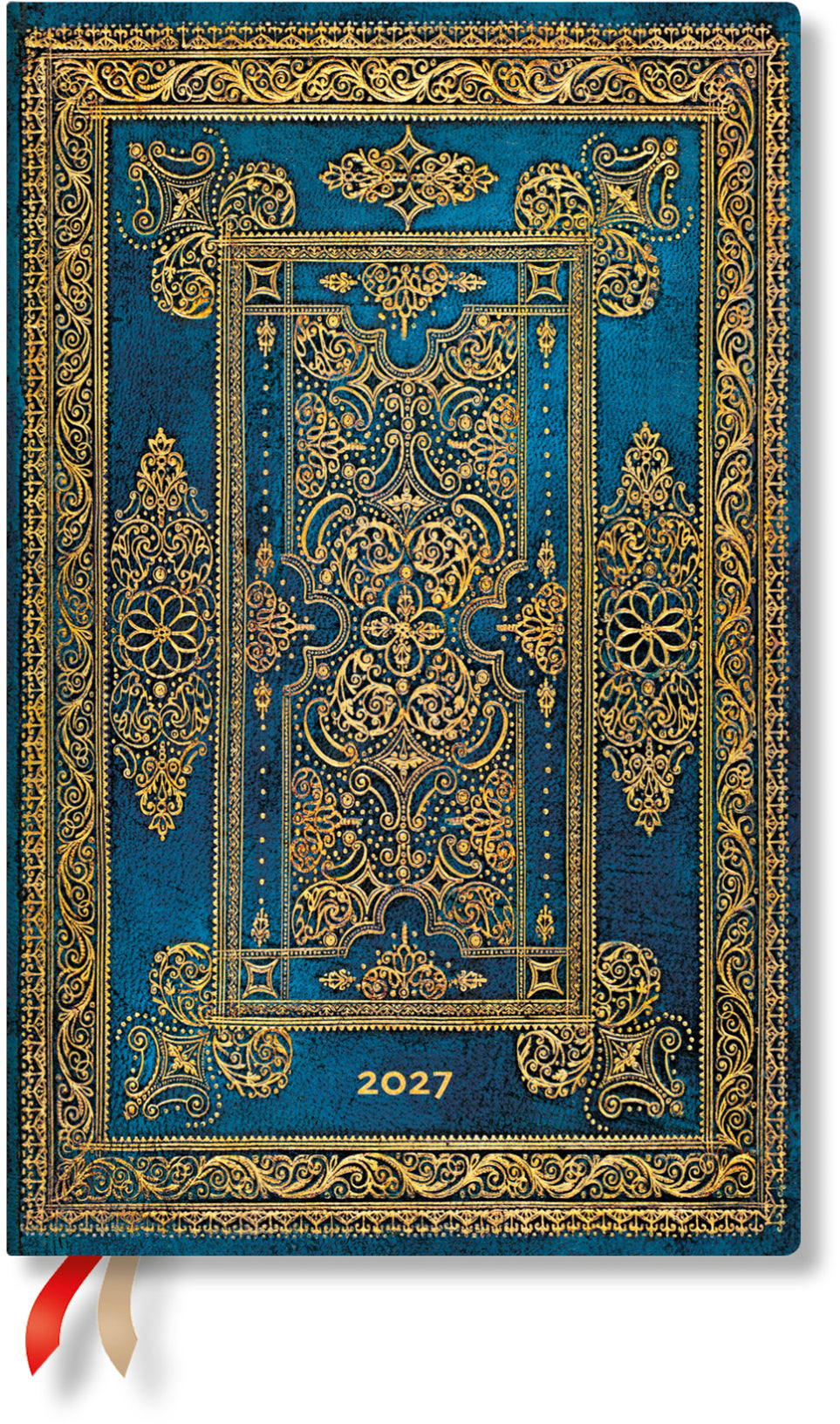Paperblanks Blue Luxe DF2085-2 – Wochenagenda 2027, 1 Woche/2 Seiten, 14,5 × 23,2 cm, Hardcover, Französisch