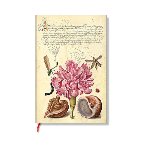 Paperblanks Mini Notizbuch – 103 × 173 mm – Liniert – 208 Seiten – Softcover – Rosa Nelke