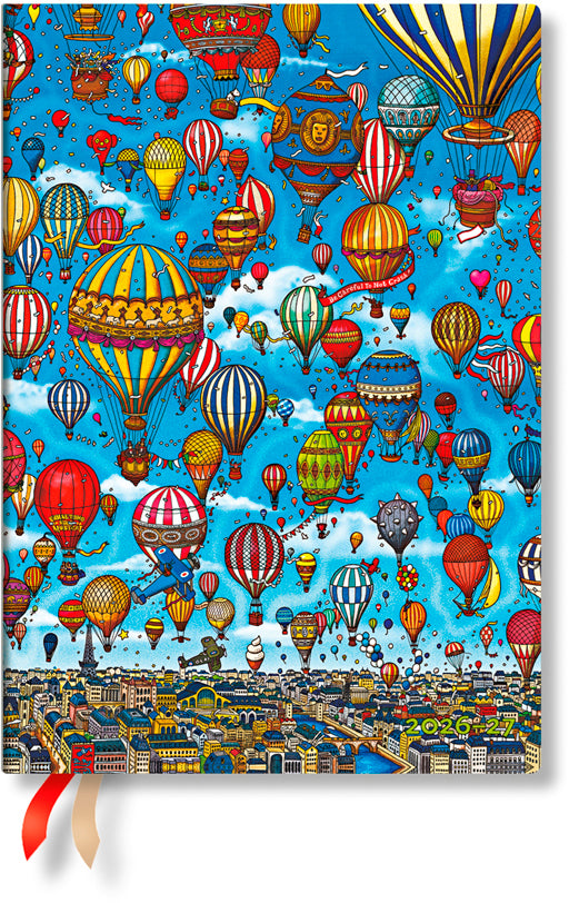 Paperblanks Schulagenda 2026/27, 1 Woche/2 Seiten, 12,5 × 17,5 cm, Softcover, Ballons