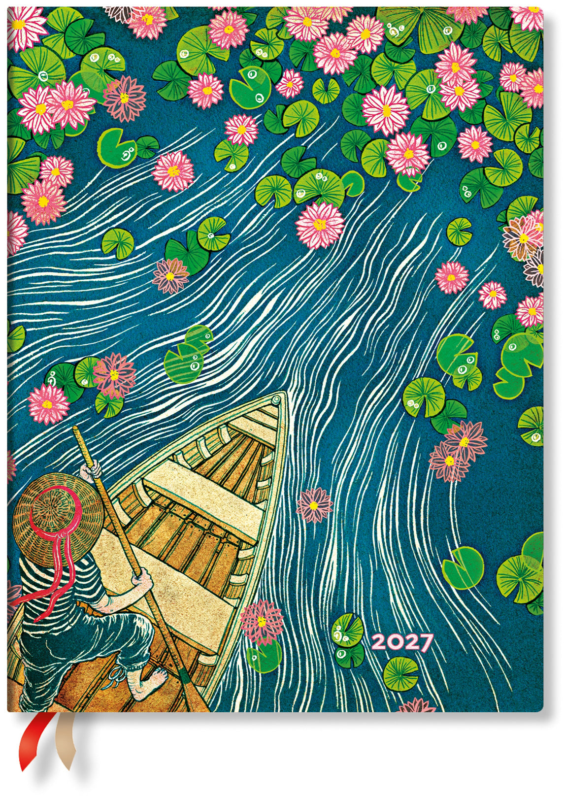 Paperblanks Lotusblüte – Wochenagenda 2027, 1 Woche/2 Seiten, 18 × 23 cm, Softcover
