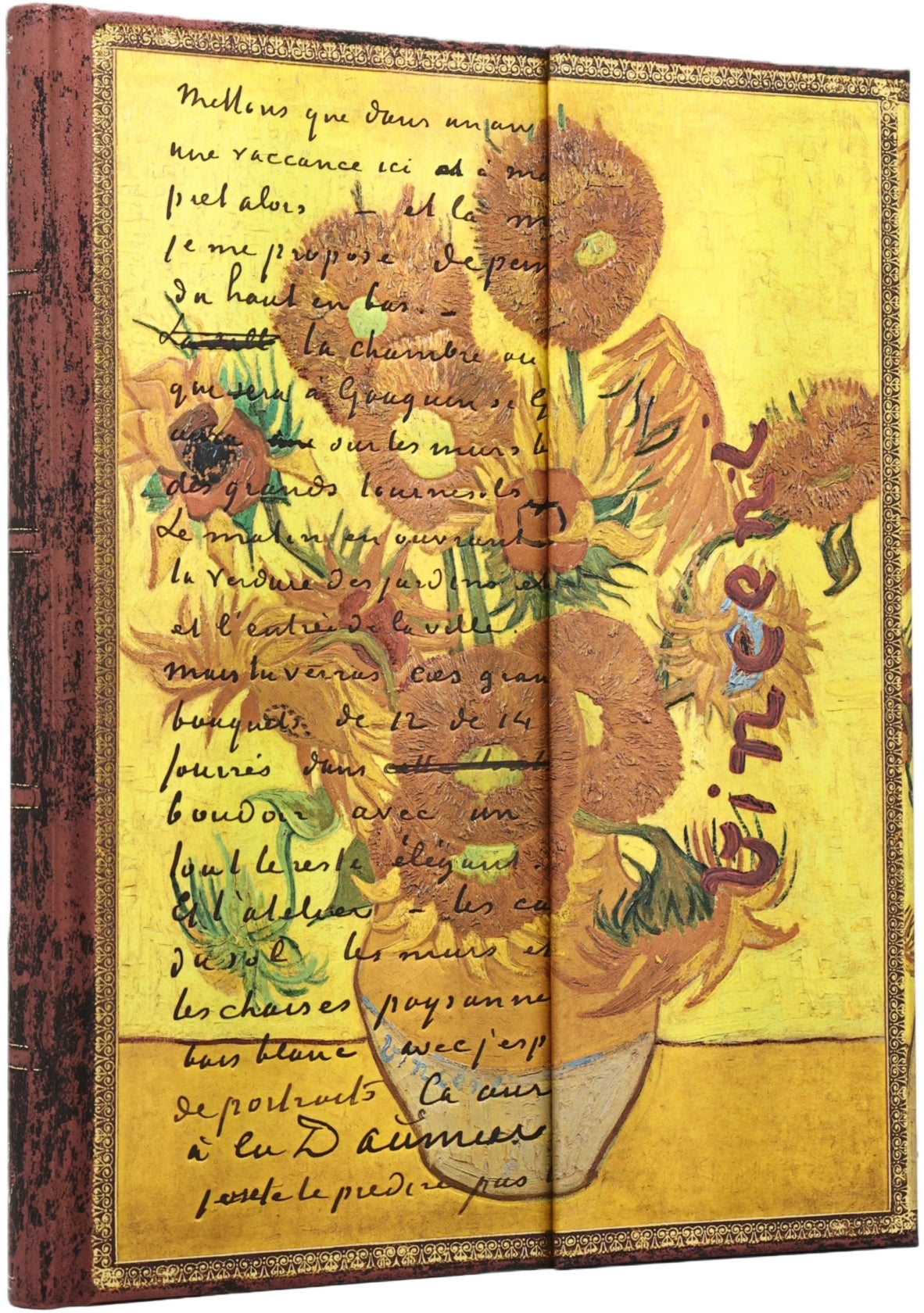 Paperblanks Notizbuch – A5 – 72 Blatt – Fadenheftung, Einbandklappen (Recycling) – Van Gogh Sonnenblume