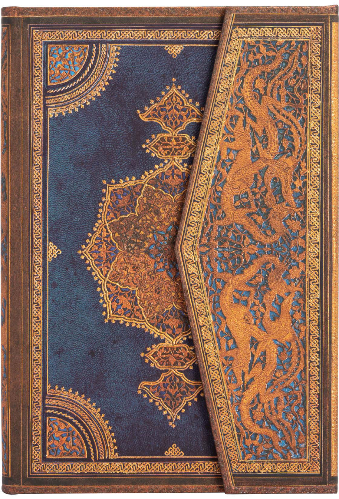 Paperblanks Notizbuch – Mini – Gebunden, Recycling-Einbandklappen, Säurefrei, Safawidisch Indigo, FSC