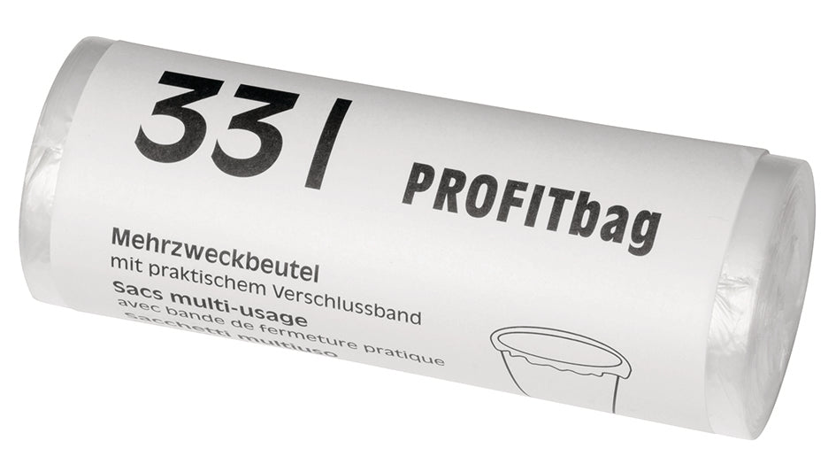 Papyrus Mehrzweckbeutel – 33 l, mit Zugband, transparent, 7 µm, 44 × 48 × 144 mm, 30 Stk