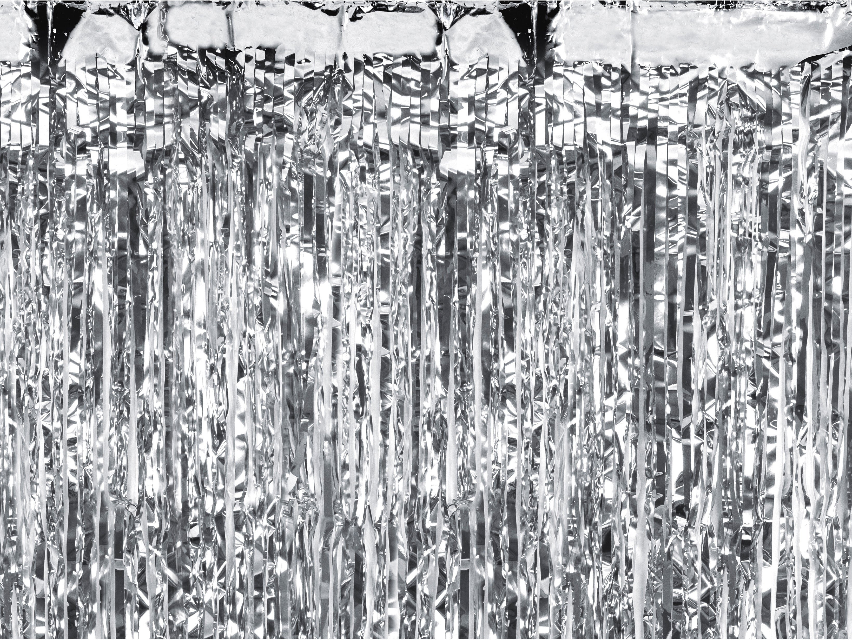 Partydeco Partyvorhang – Metallic Silber – 100 × 200 cm – Folie