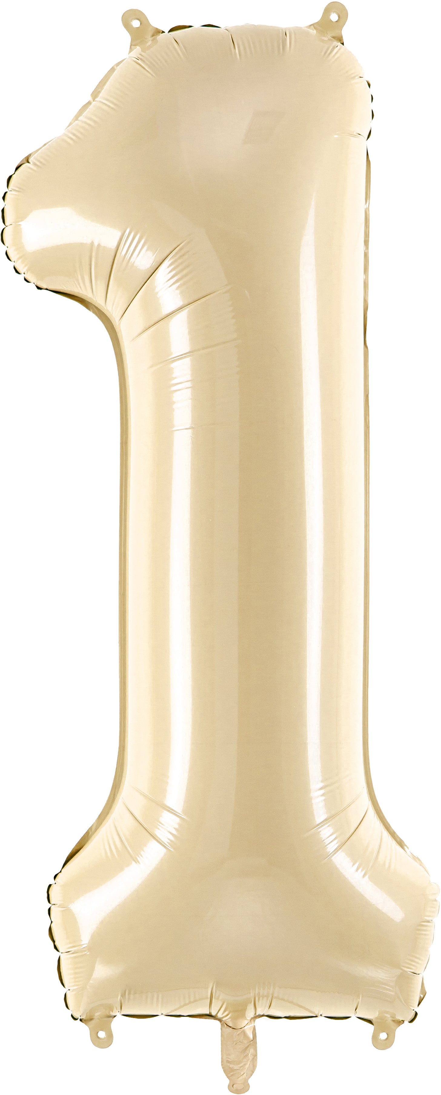 Partydeco Folienballon Zahl 1 – beige – 72 cm – Folie – selbstversiegelnd, inkl. Strohhalm