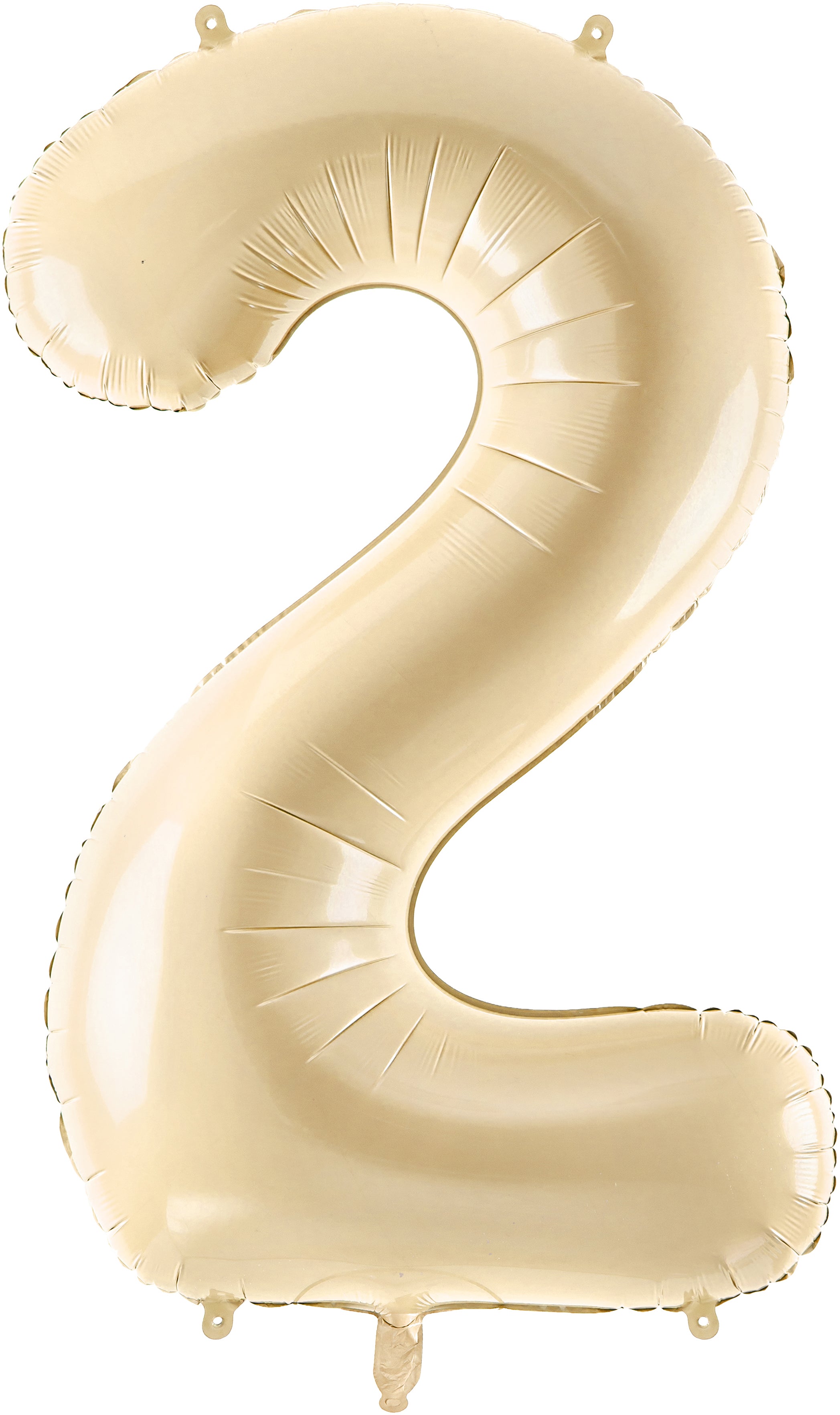 Partydeco Folienballon Zahl 2 – beige – 72 cm – Folie