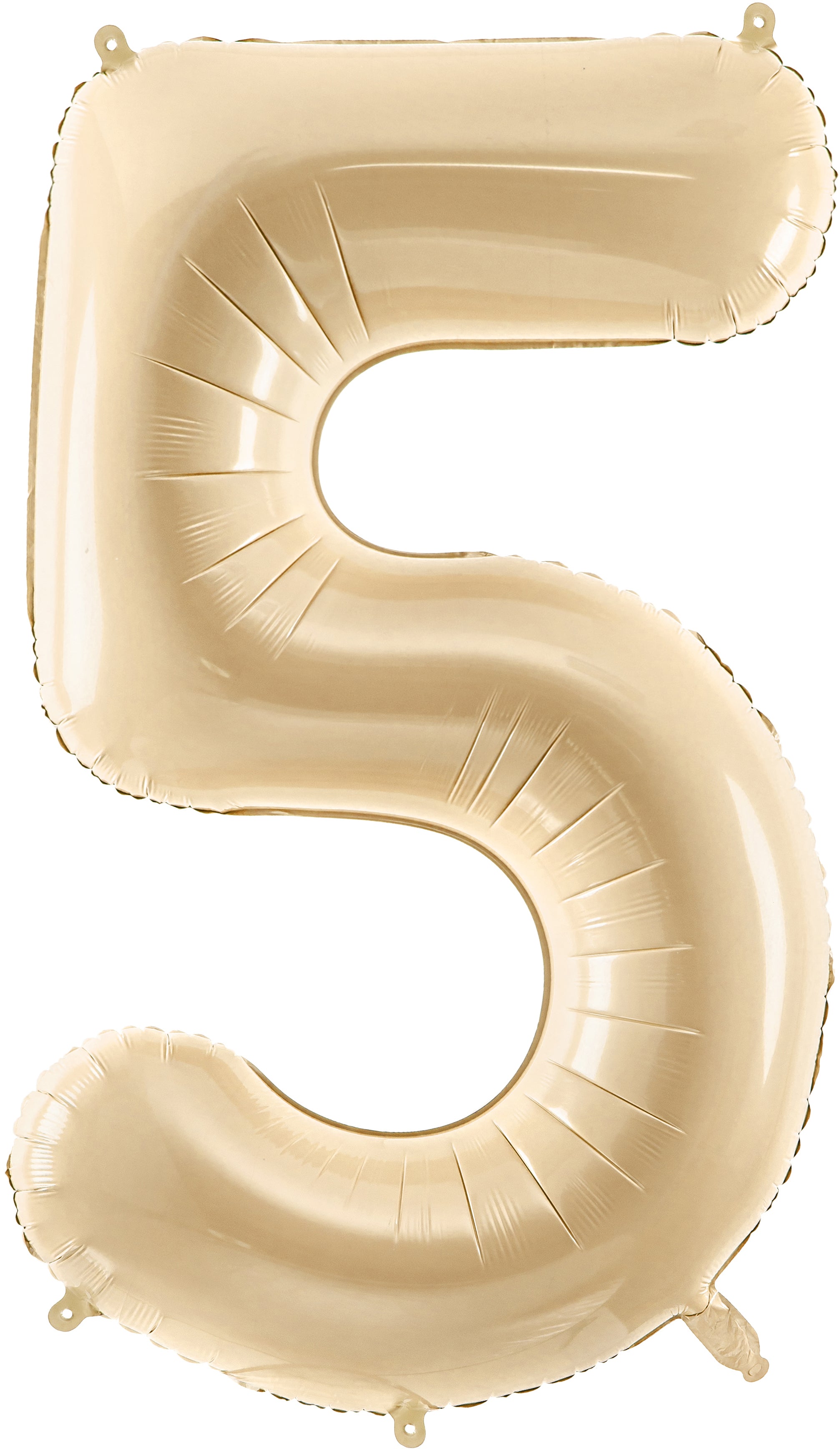 Partydeco Folienballon Zahl 5 – Pastellbeige – 72 cm – Folie – Inklusive Strohhalm