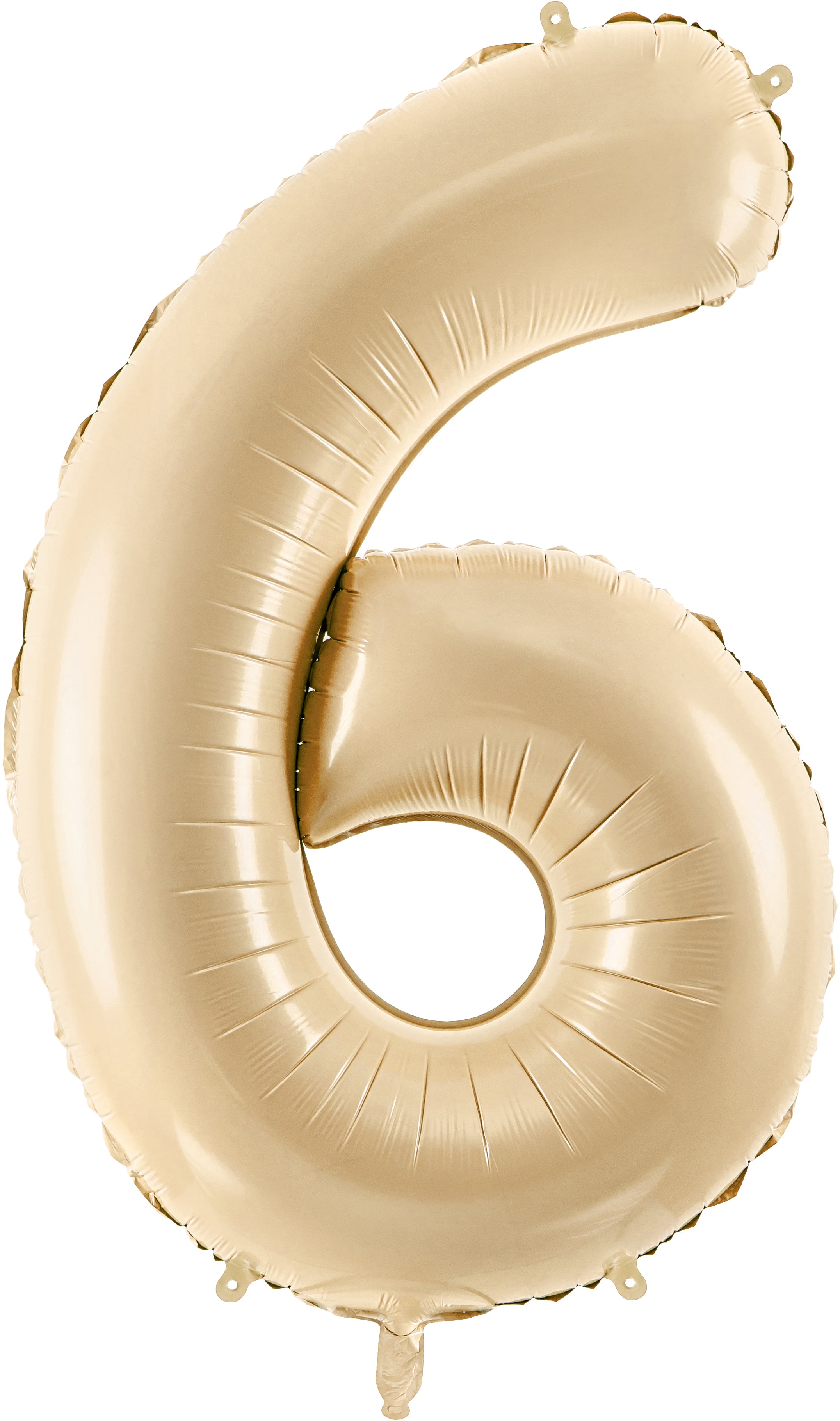 Partydeco Folienballon Zahl 6 – Beige – 72 cm – Folie