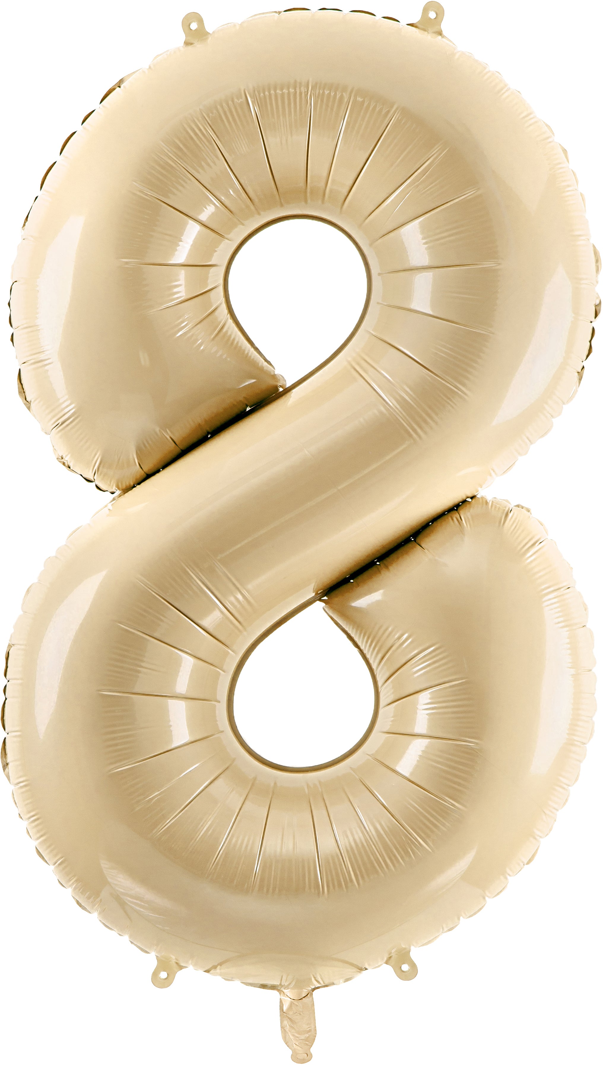 Partydeco Folienballon Zahl 8 – Beige – 72 cm – Folie – selbstsiegelnd, inkl. Strohhalm