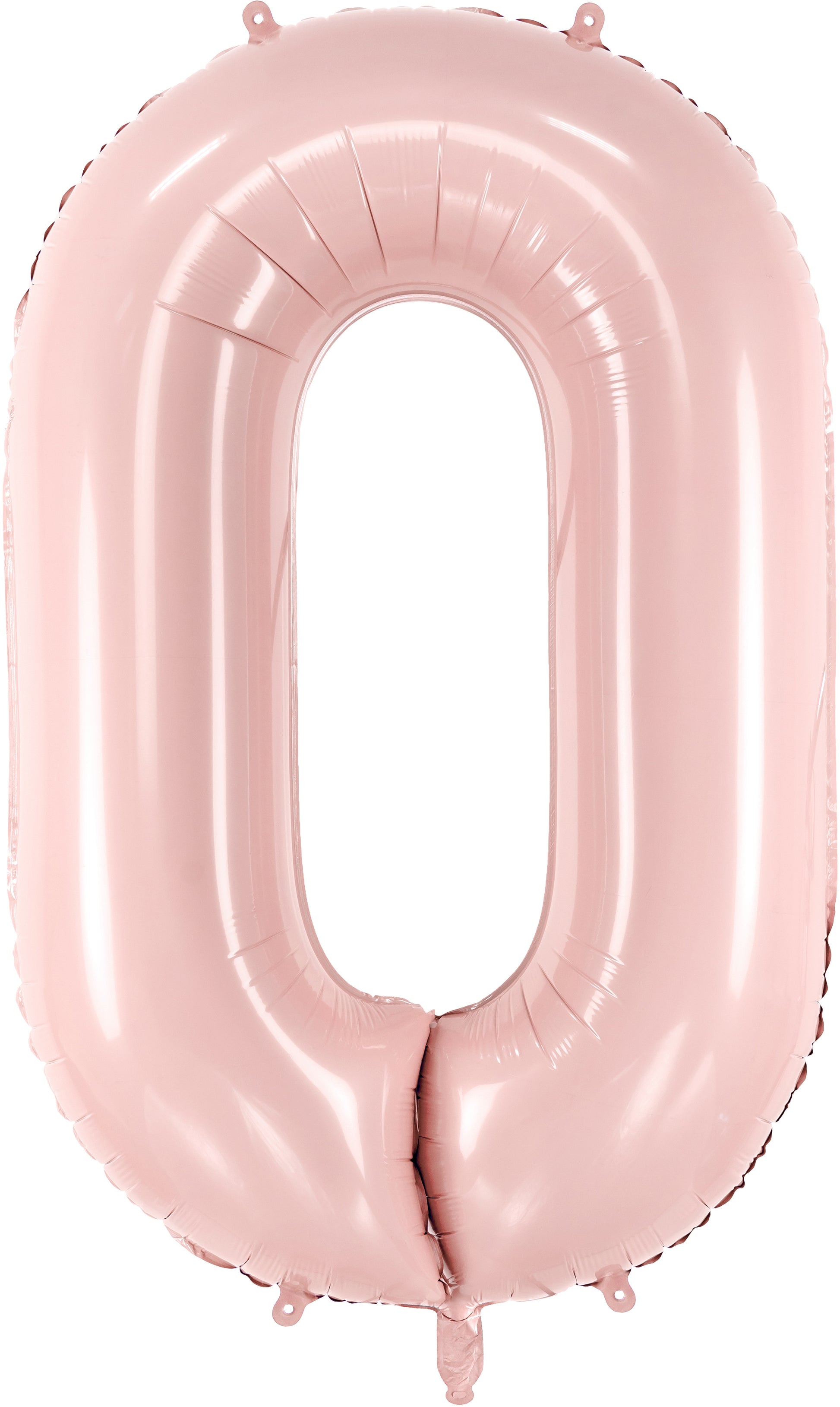 Partydeco Folienballon Zahl 0 – Rosa – 72 cm – Folie – Inklusive Strohhalm