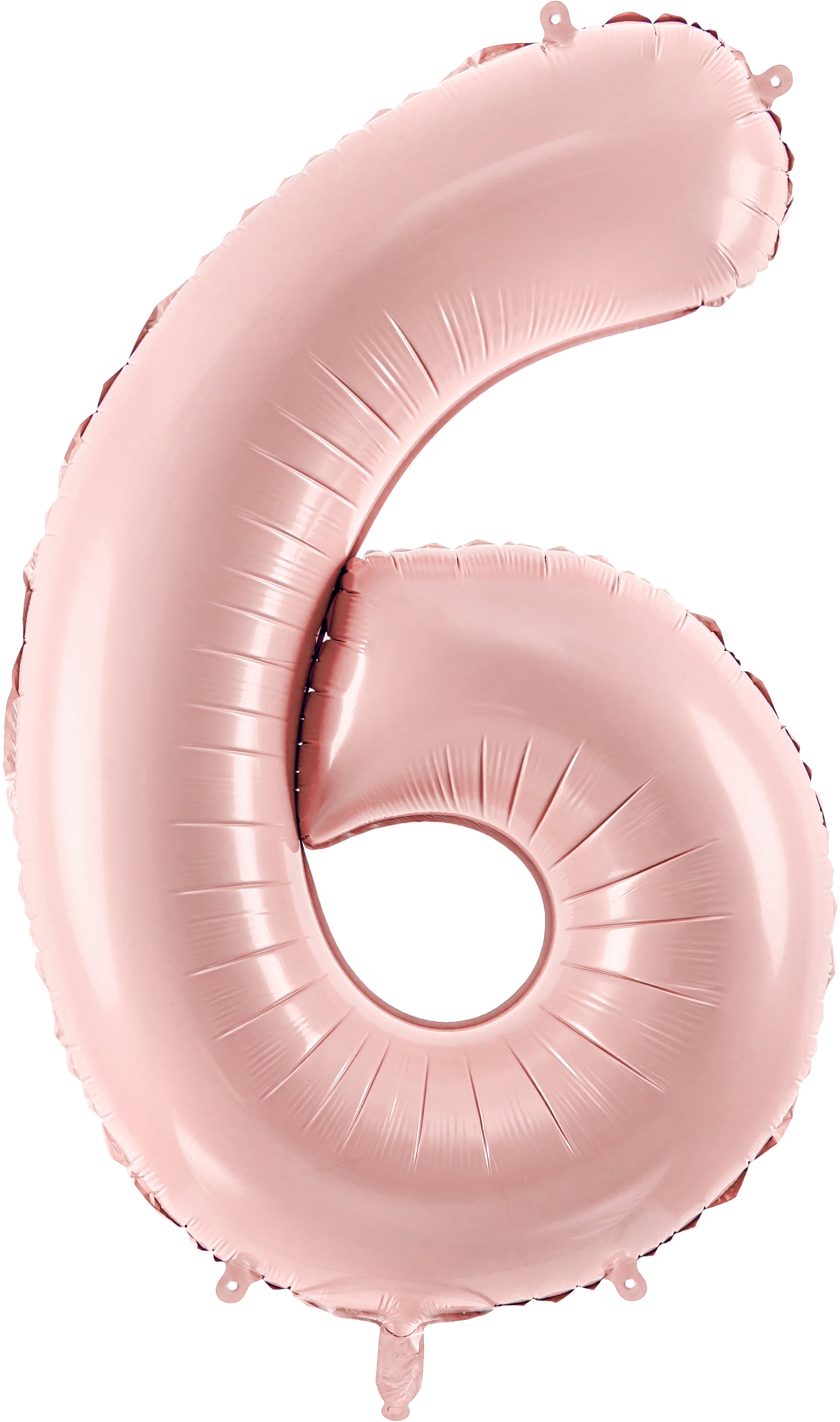 Partydeco Folienballon Zahl 6 – Rosa – 72 cm – Folie – mit Strohhalm