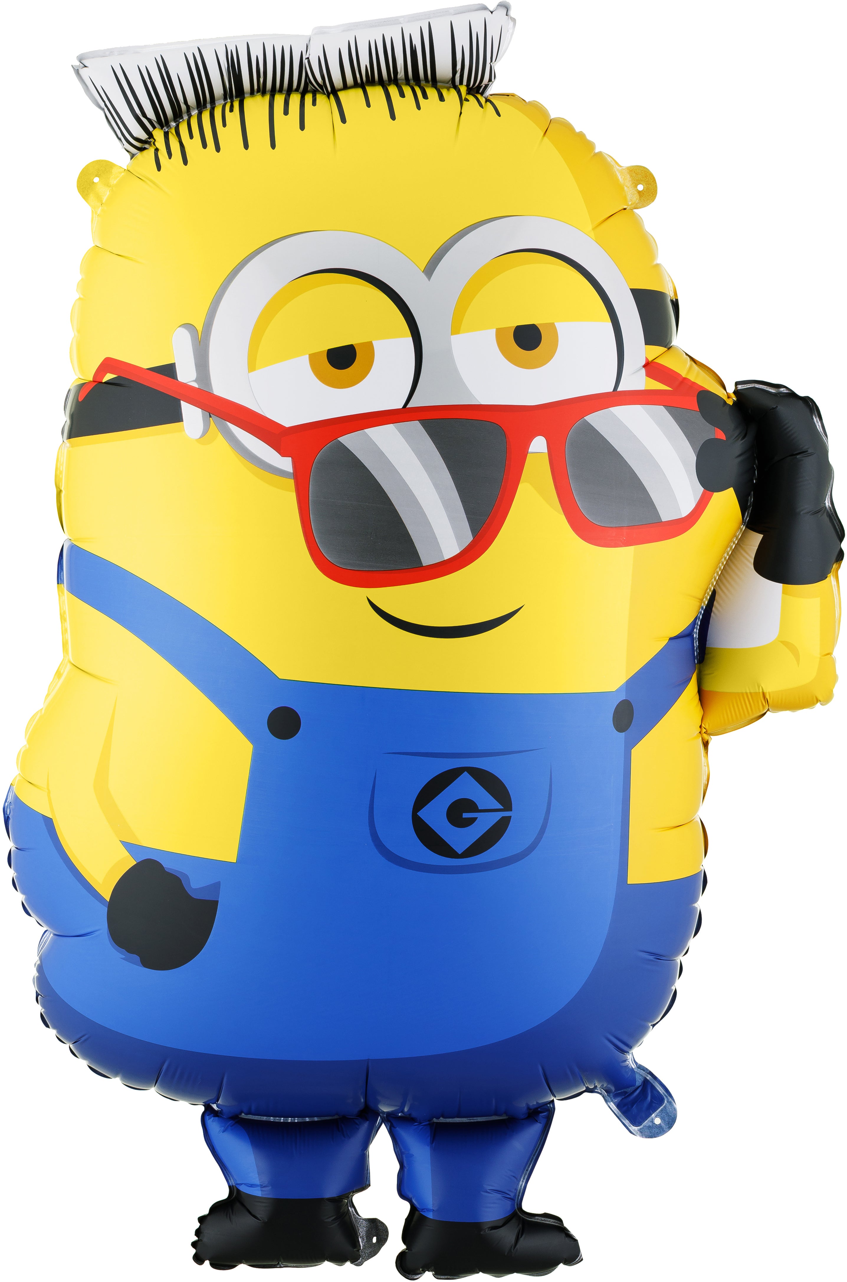 Partydeco Folienballon Minion Ron – Blau-Gelb – 53 × 79 cm – Folie – mit Trinkhalm