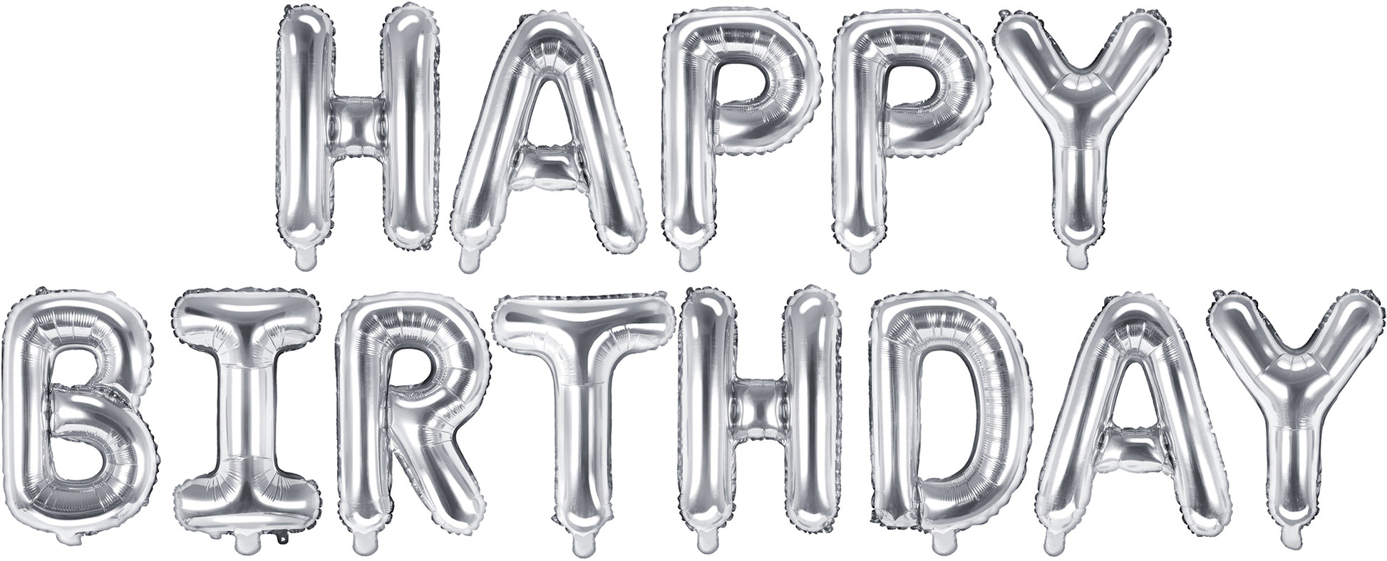 Partydeco Folienballon Happy Birthday – silber – 340 × 35 cm – Folie