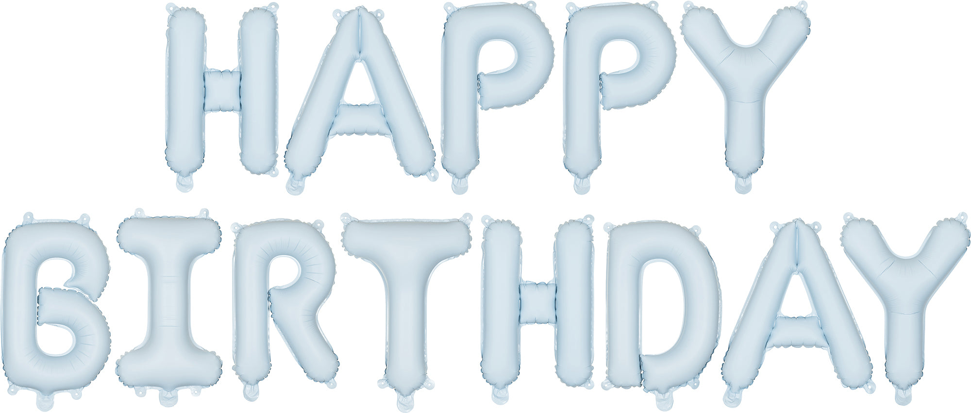 Partydeco Folienballon Happy Birthday – Hellblau, Matt – 340 × 35 cm – Folie – Selbstverschliessend, 4 Haken