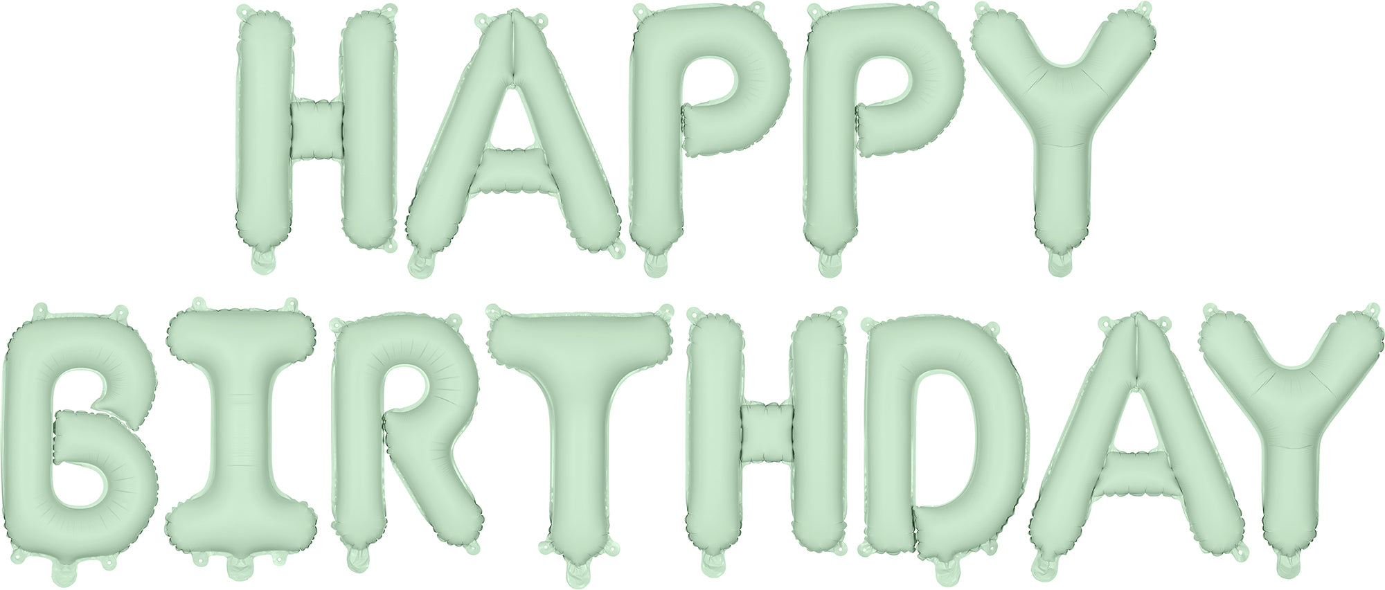 Partydeco Folienballon Happy Birthday – Hellgrün, Matt – 340 × 35 cm – Selbstverschliessend, mit 4 Haken